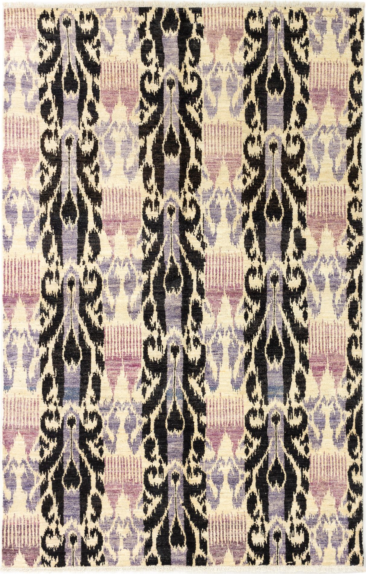Hand-knotted Shalimar Black, Cream Wool Rug 6'1" x 9'2" Size: 6'1" x 9'2"  