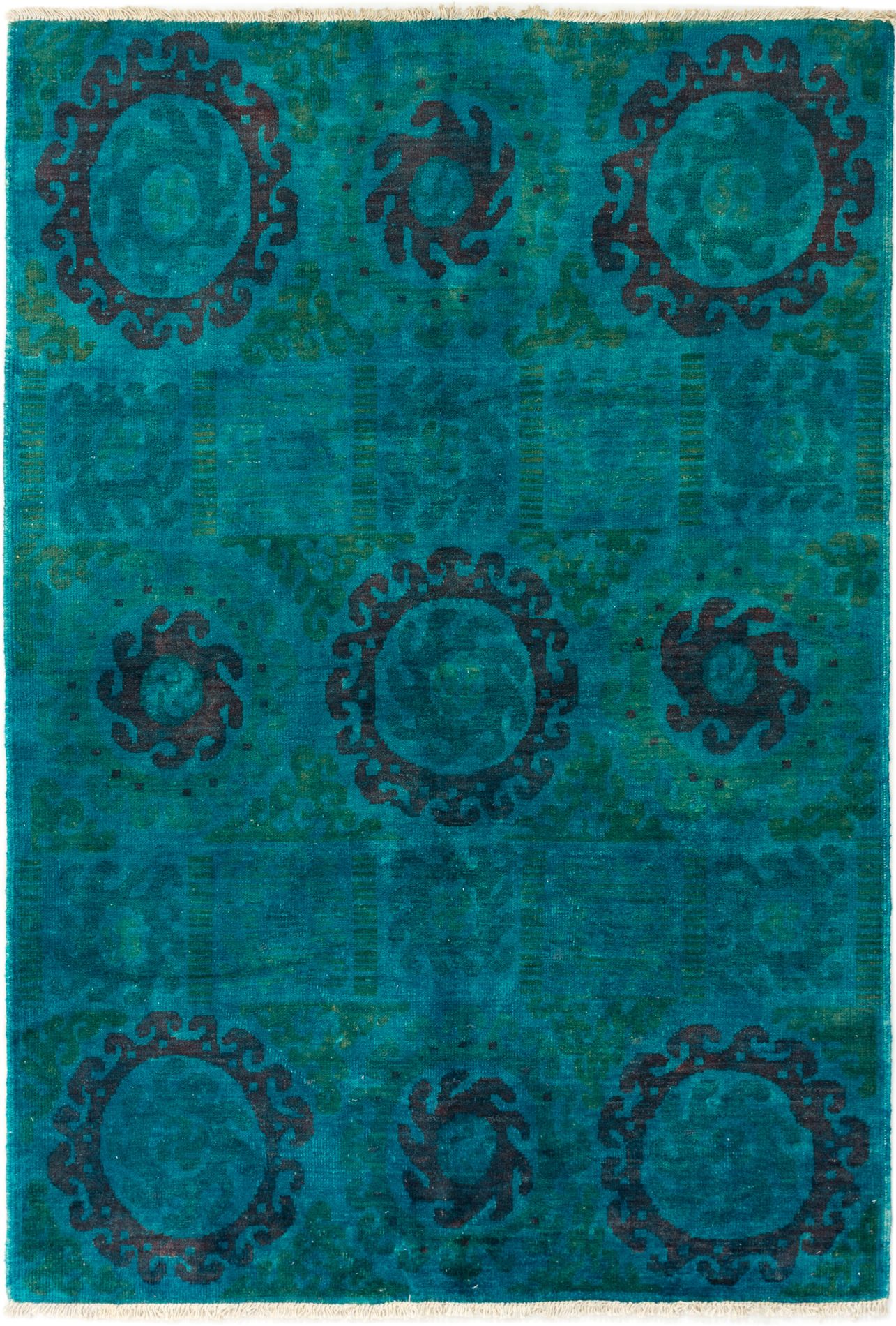 Hand-knotted Vibrance Turquoise Wool Rug 6'0" x 8'9" Size: 6'0" x 8'9"  