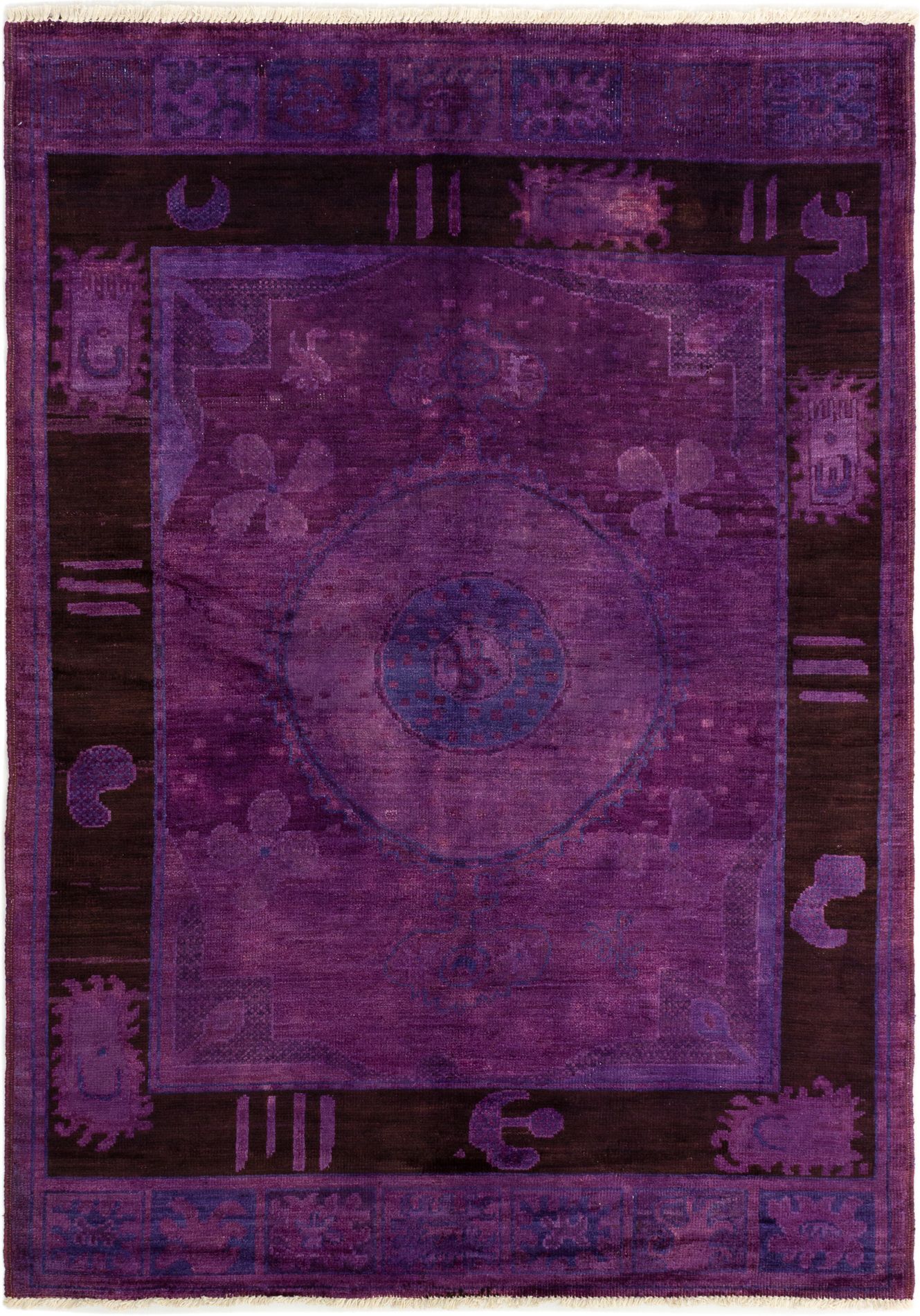 Hand-knotted Vibrance Purple Wool Rug 6'4" x 8'9" Size: 6'4" x 8'9"  