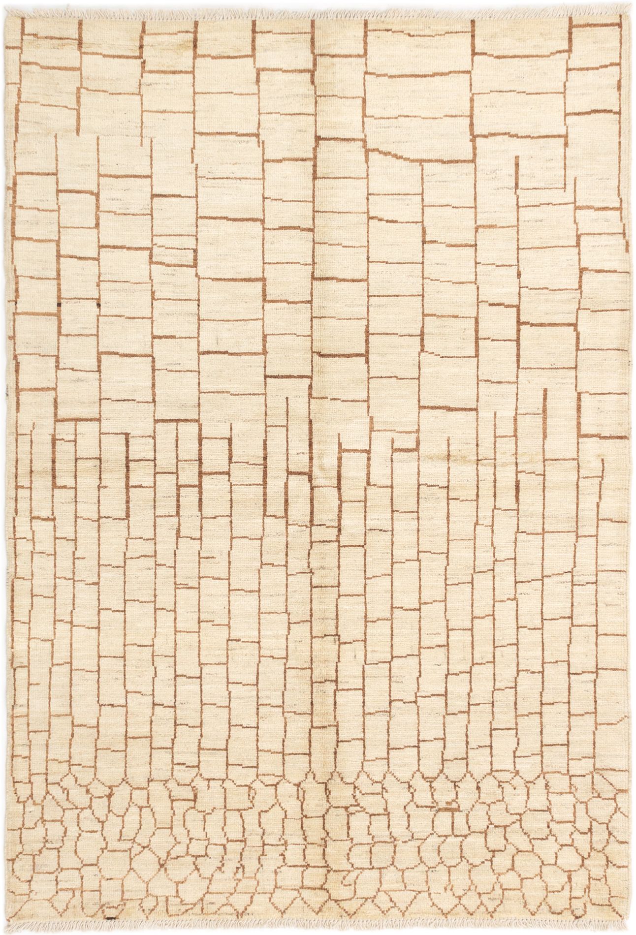 Hand-knotted Shalimar Cream Wool Rug 6'2" x 8'8" Size: 6'2" x 8'8"  