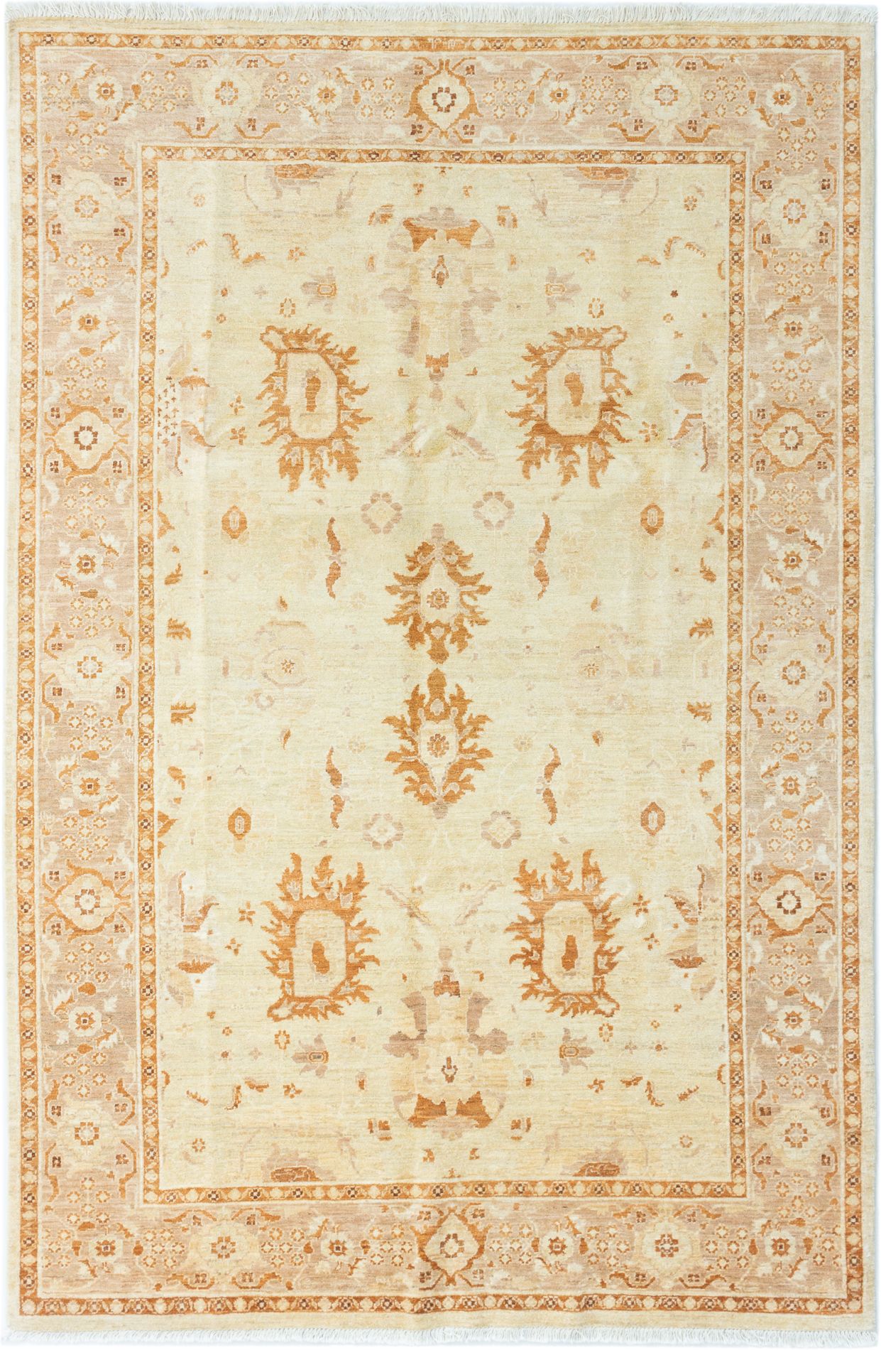 Hand-knotted Chobi Finest Cream Wool Rug 6'0" x 9'0" Size: 6'0" x 9'0"  