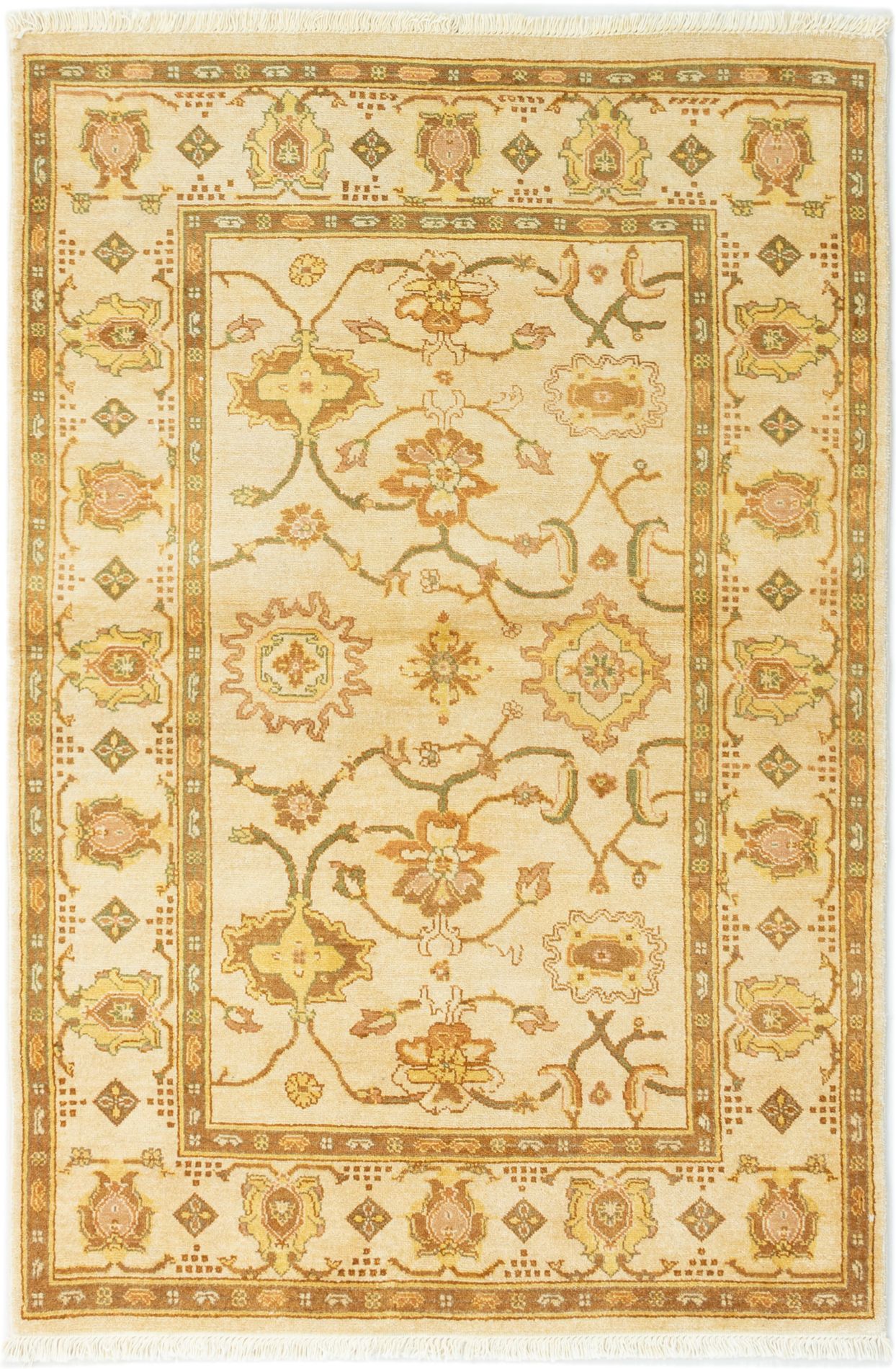 Hand-knotted Chobi Finest Cream Wool Rug 4'1" x 6'1" Size: 4'1" x 6'1"  