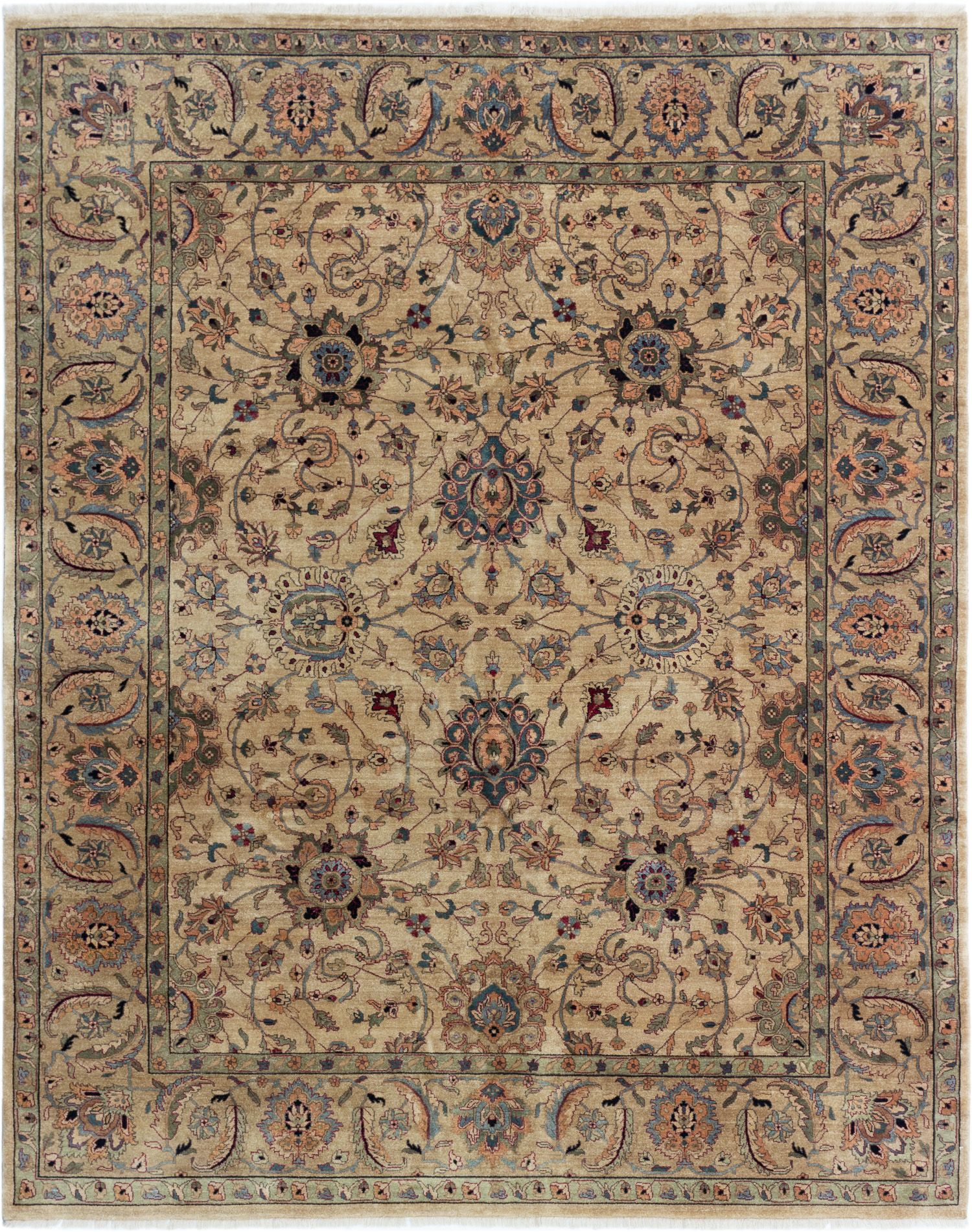 Hand-knotted Jamshidpour Beige Wool Rug 8'1" x 10'1" Size: 8'1" x 10'1"  