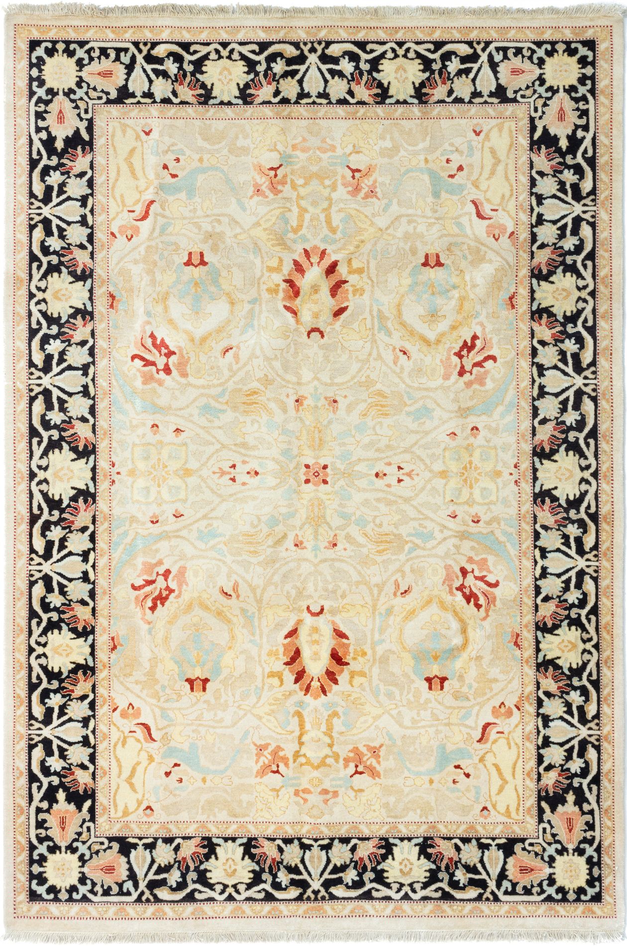 Hand-knotted Peshawar Finest Cream Wool Rug 6'0" x 8'10" Size: 6'0" x 8'10"  