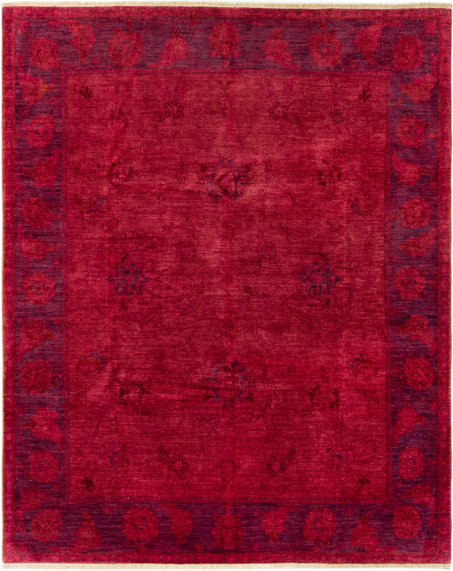 Hand-knotted Color transition Dark Red Wool Rug 7'11" x 9'9" Size: 7'11" x 9'9"  