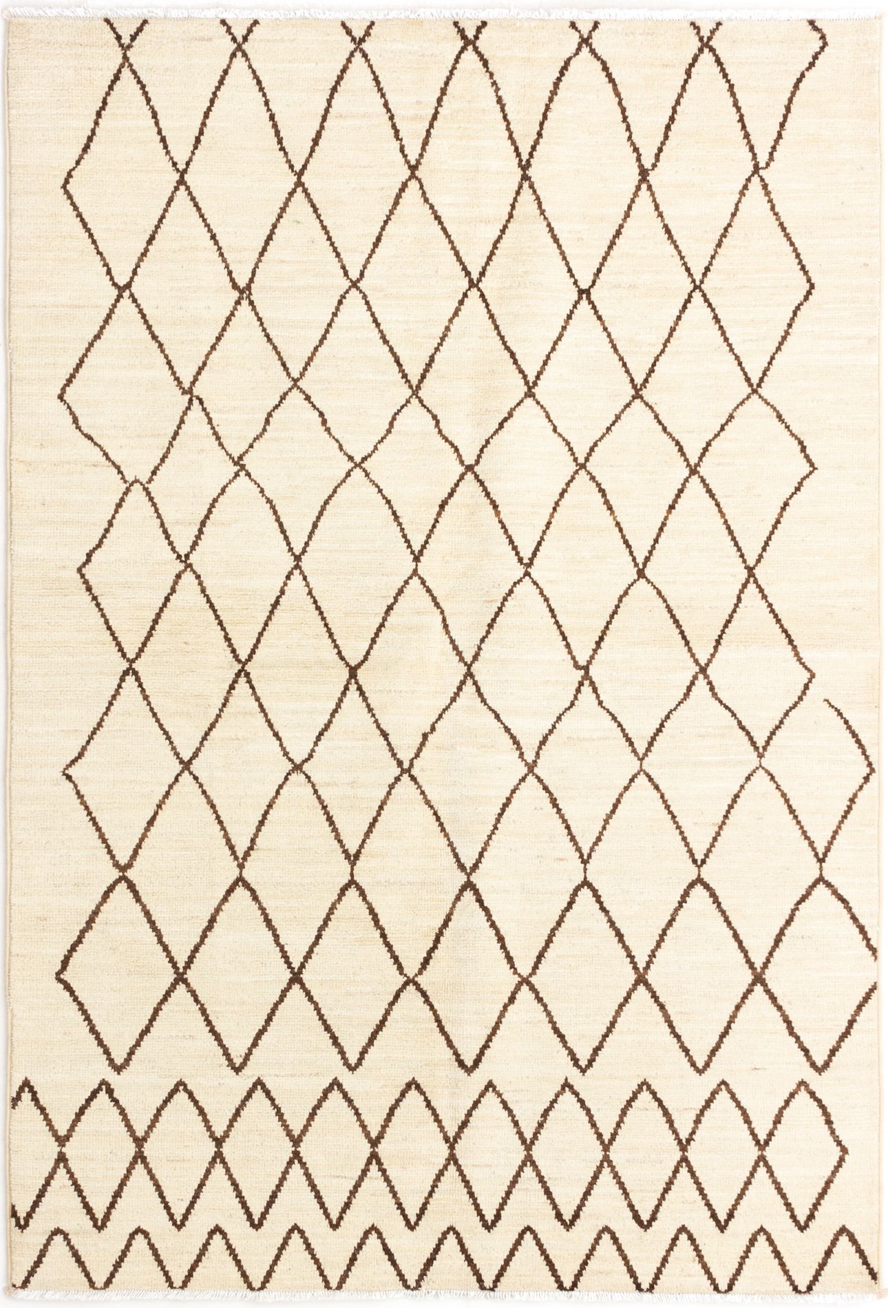 Hand-knotted Tangier Cream Wool Rug 6'0" x 8'9" Size: 6'0" x 8'9"  