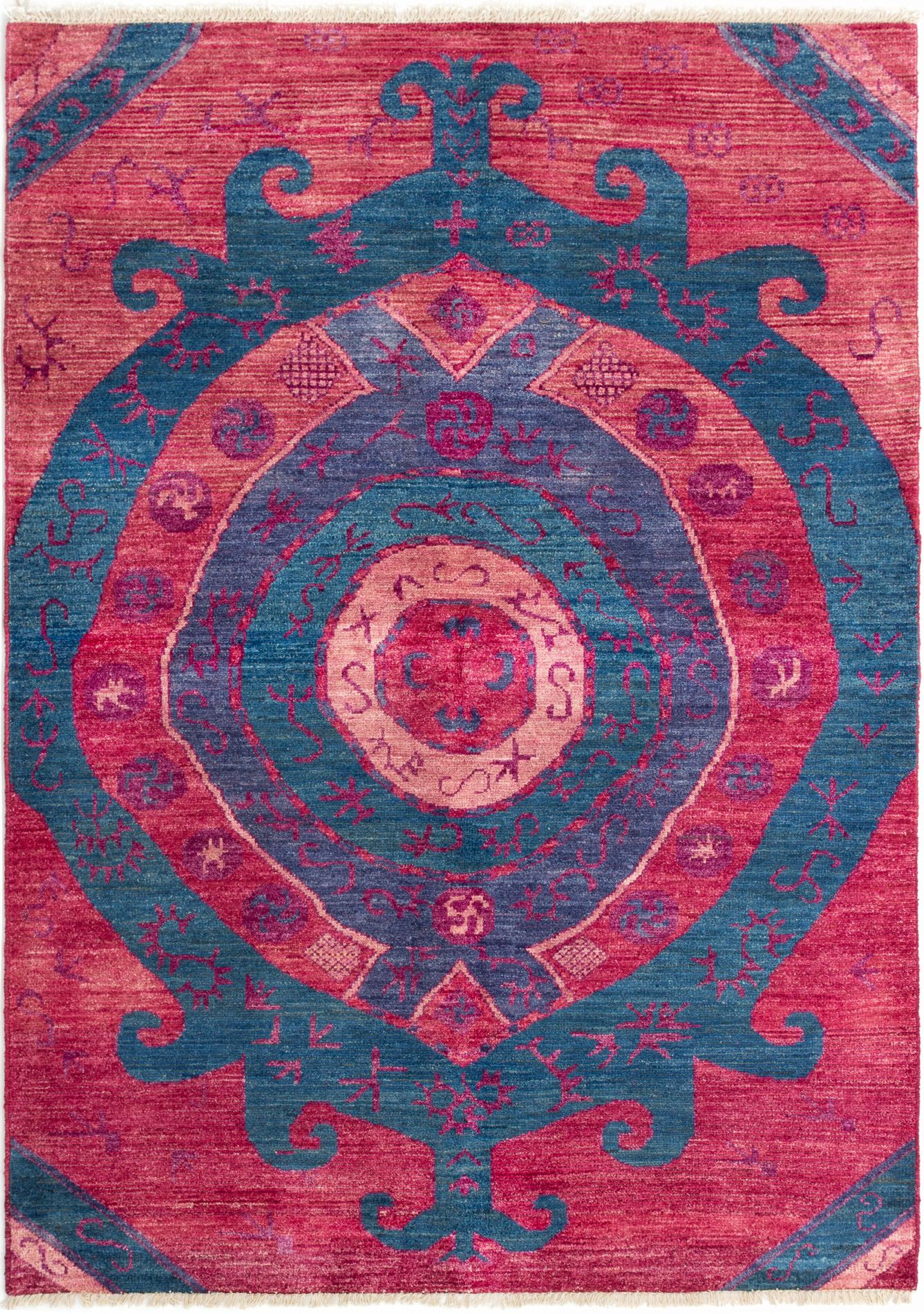 Hand-knotted Shalimar Light Red Wool Rug 6'6" x 8'10" Size: 6'6" x 8'10"  
