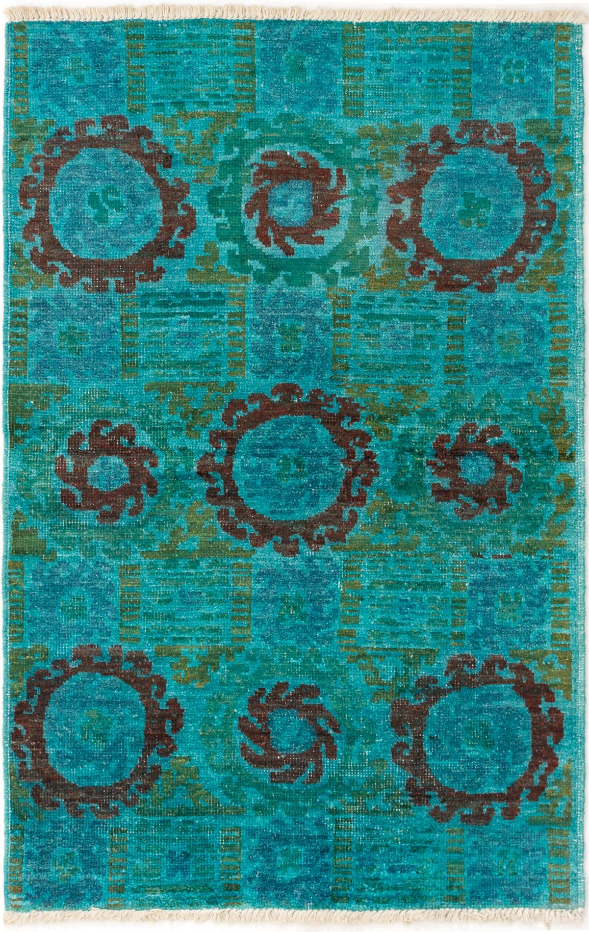 Hand-knotted Vibrance Turquoise Wool Rug 4'2" x 6'6" Size: 4'2" x 6'6"  