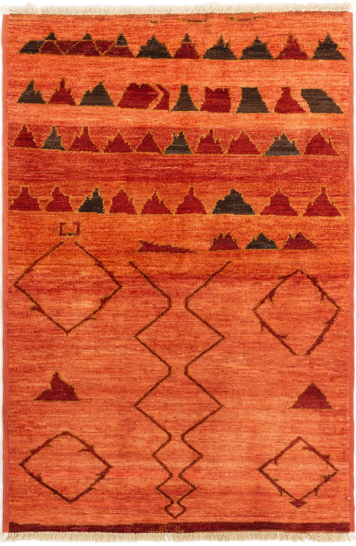 Hand-knotted Shalimar Salmon Wool Rug 4'11" x 7'4" Size: 4'11" x 7'4"  
