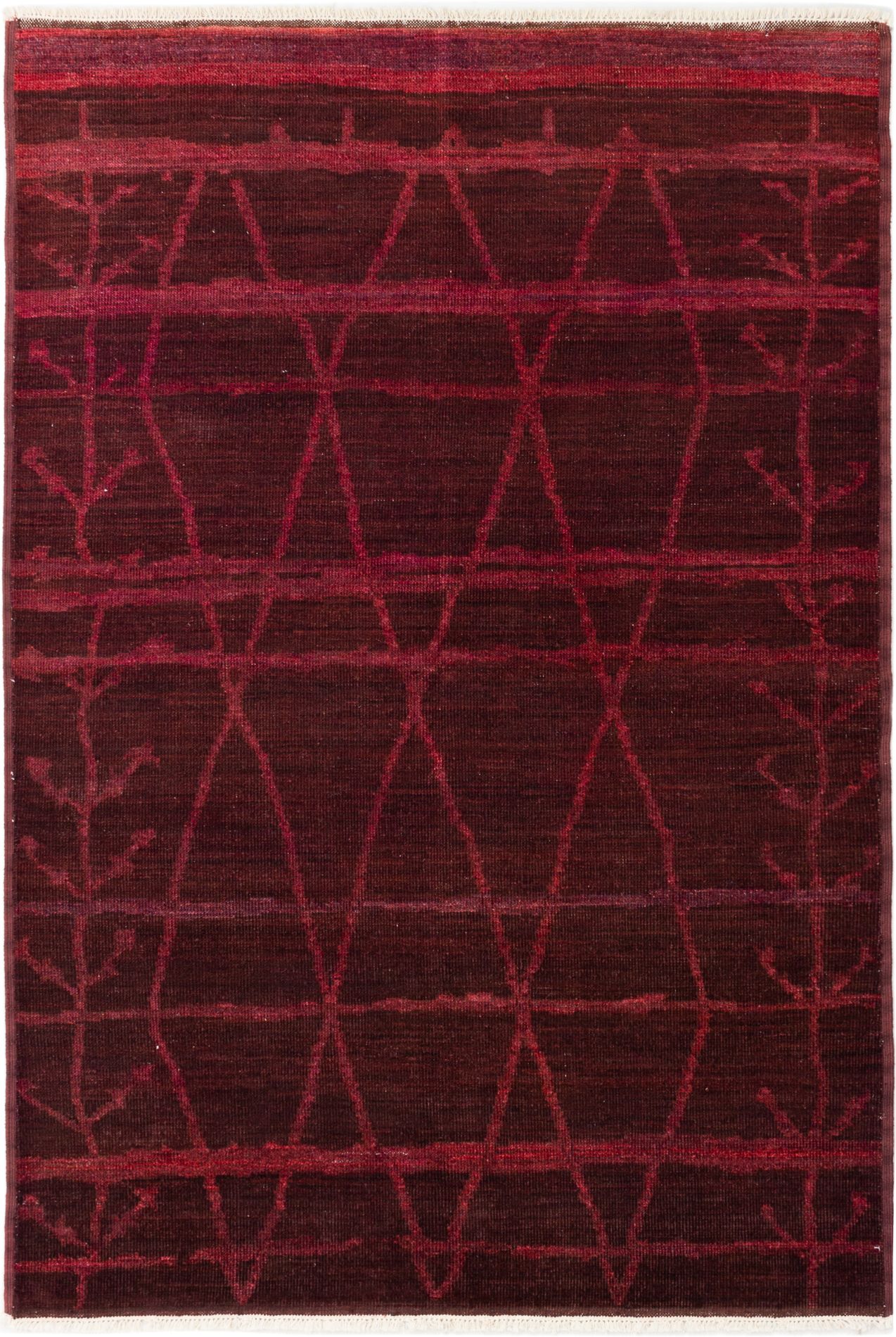 Hand-knotted Vibrance Dark Burgundy Wool Rug 6'0" x 8'6" Size: 6'0" x 8'6"  