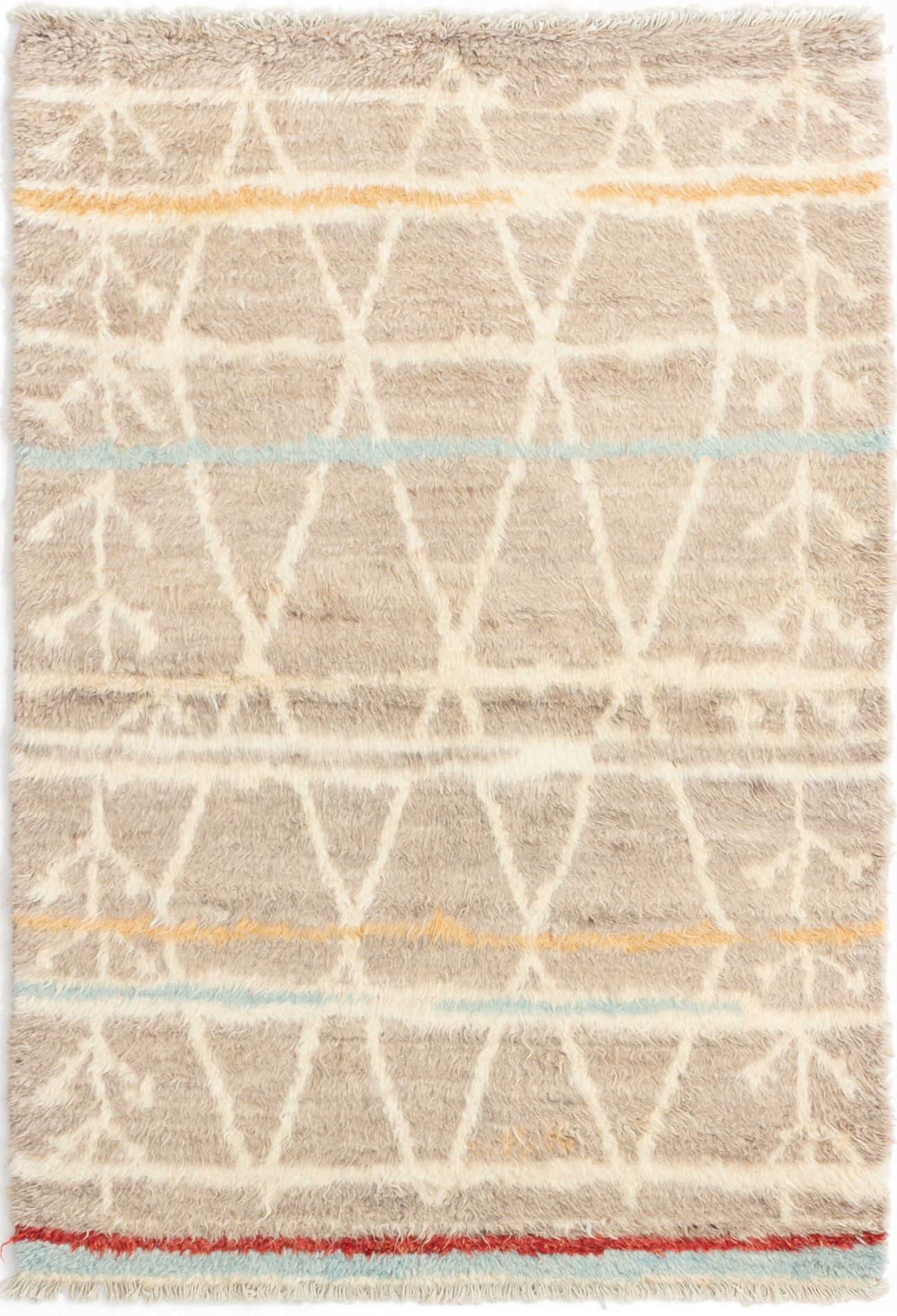 Hand-knotted Tangier Tan Wool Rug 4'2" x 6'0" Size: 4'2" x 6'0"  