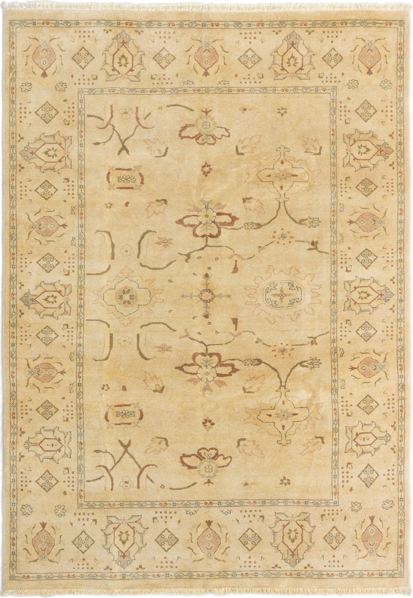 Hand-knotted Chobi Finest Cream Wool Rug 6'1" x 8'8" Size: 6'1" x 8'8"  