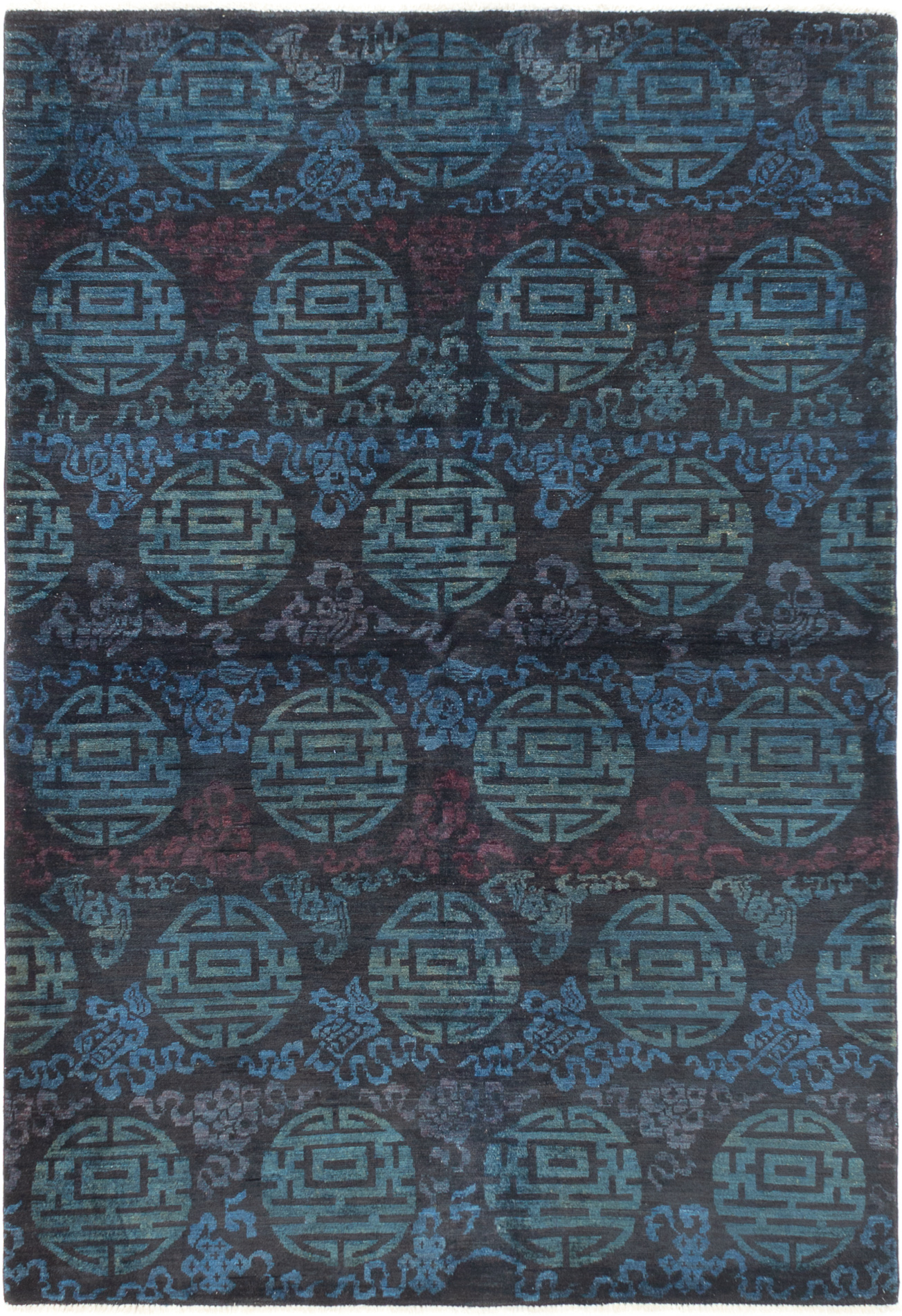 Hand-knotted Vibrance Black Wool Rug 6'2" x 8'9" Size: 6'2" x 8'9"  