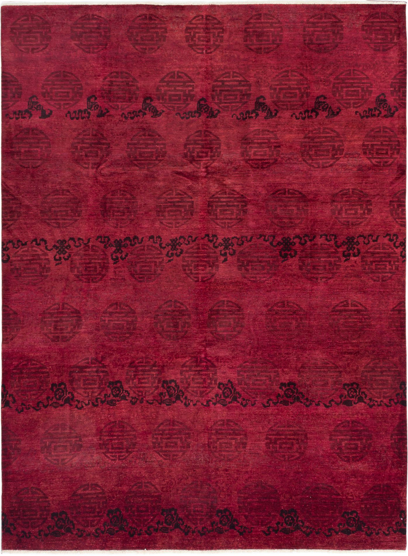 Hand-knotted Vibrance Burgundy Wool Rug 9'9" x 13'2" Size: 9'9" x 13'2"  