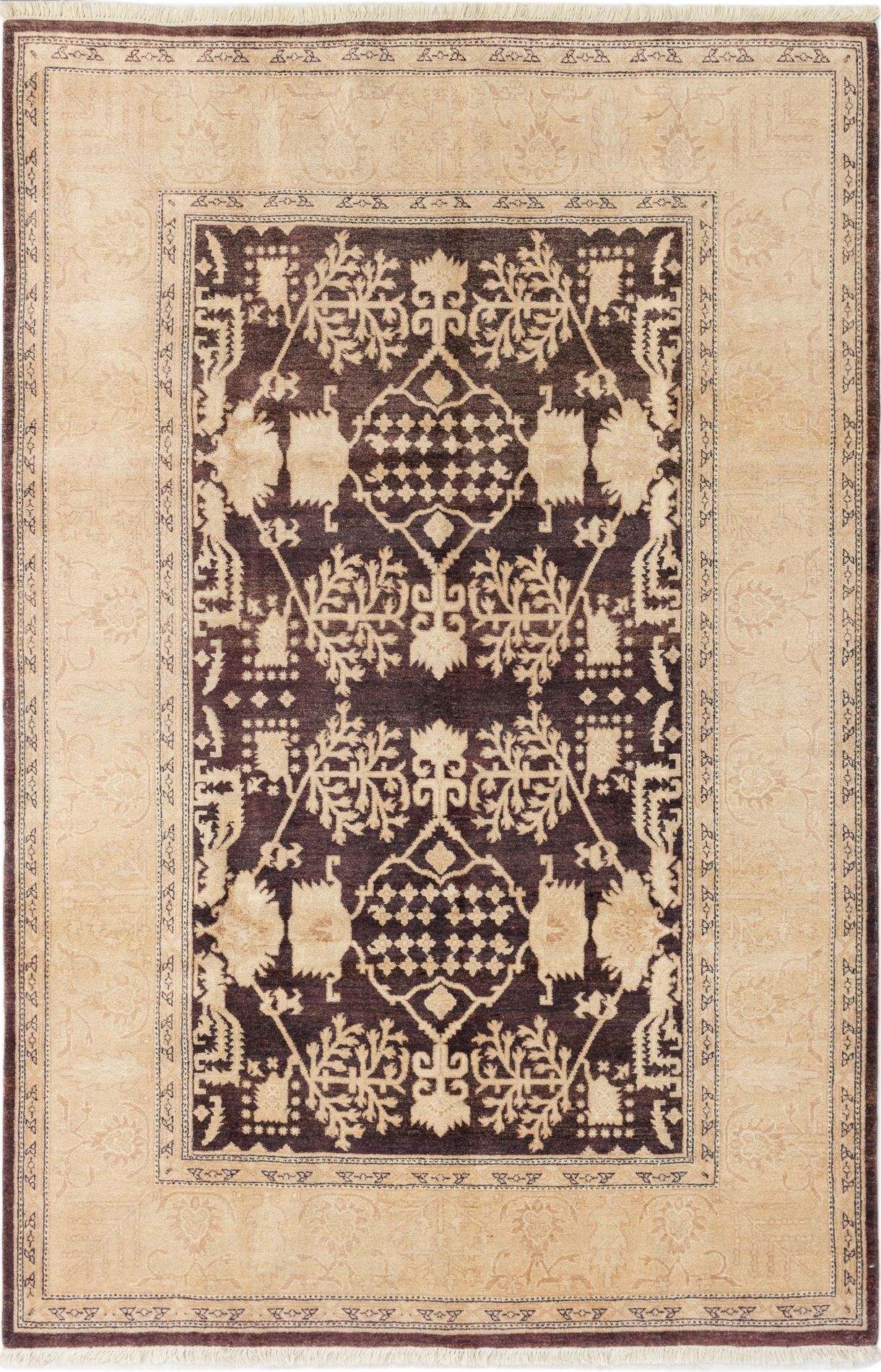 Hand-knotted Chobi Twisted Dark Brown Wool Rug 6'1" x 9'4" Size: 6'1" x 9'4"  
