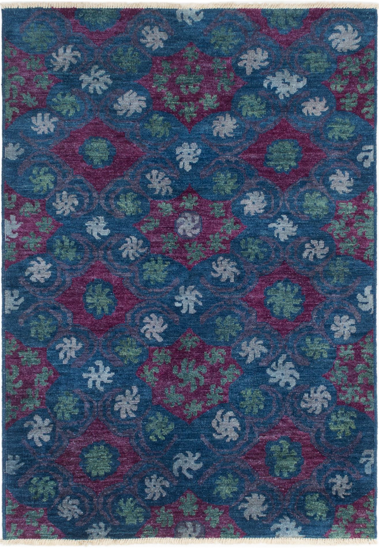 Hand-knotted Shalimar Navy Blue Wool Rug 6'2" x 8'9" Size: 6'2" x 8'9"  