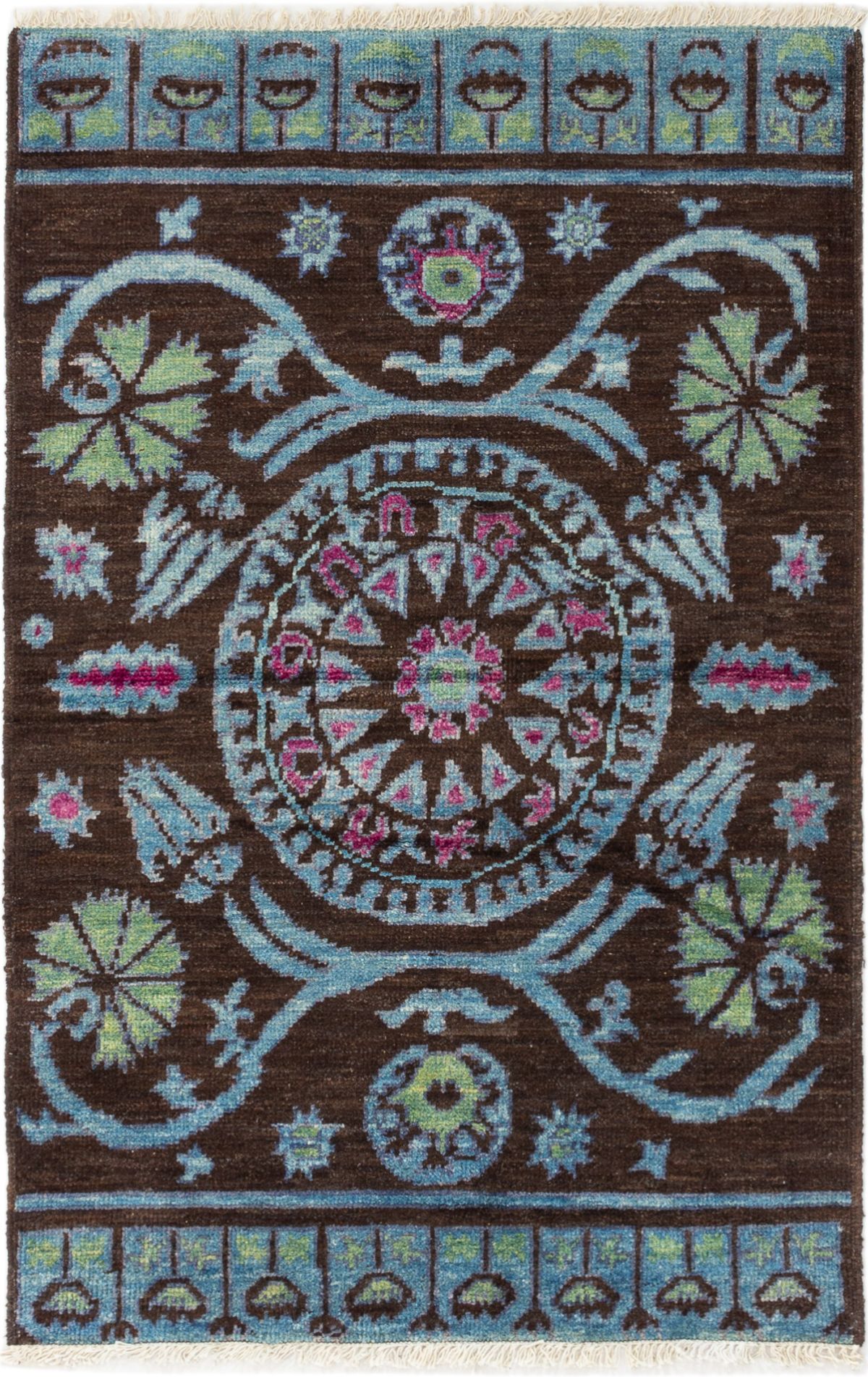 Hand-knotted Shalimar Dark Brown Wool Rug 4'0" x 6'0" Size: 4'0" x 6'0"  