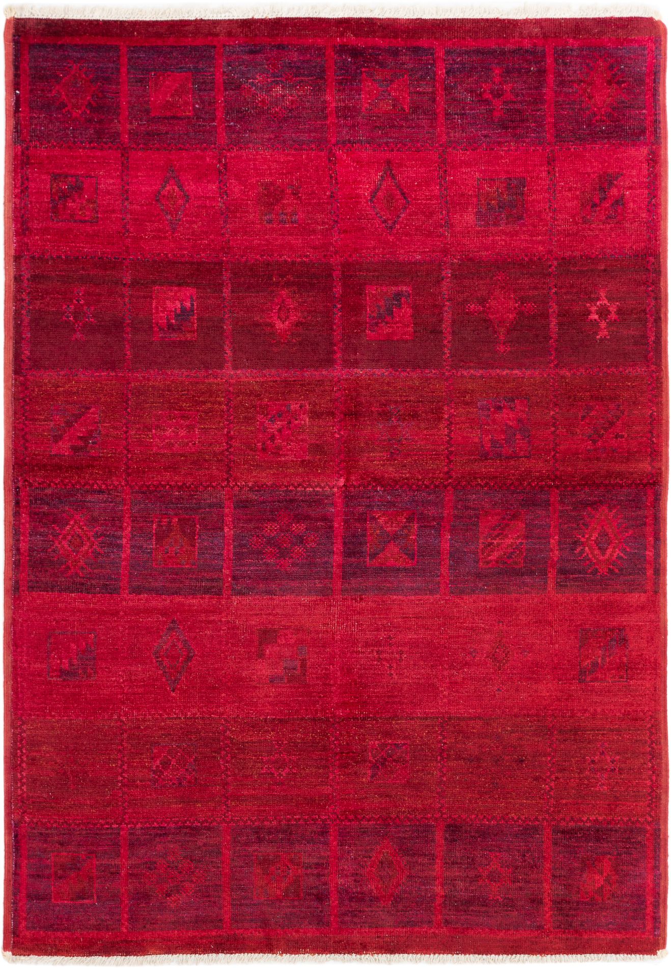 Hand-knotted Vibrance Dark Red Wool Rug 6'2" x 8'9" Size: 6'2" x 8'9"  