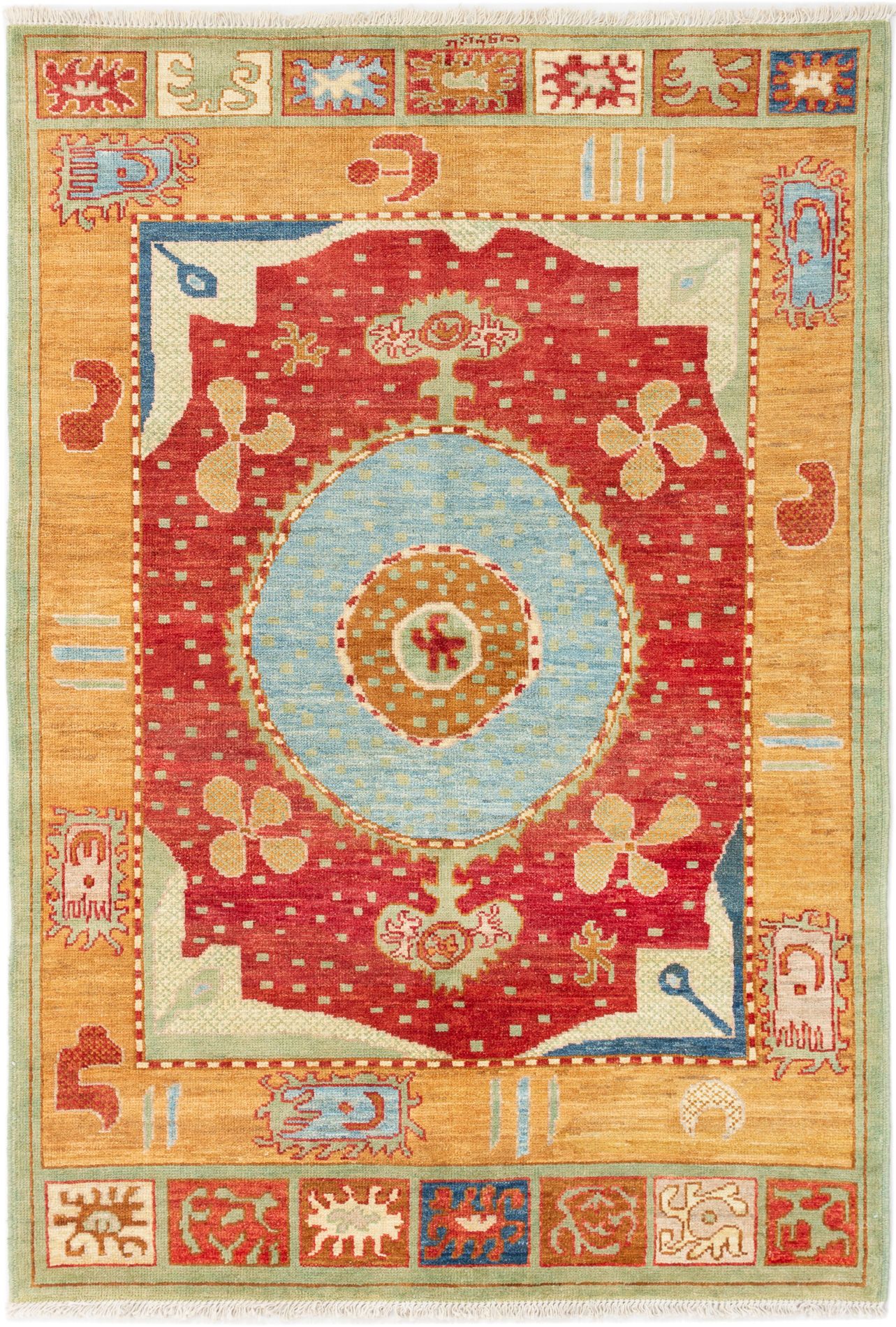 Hand-knotted Shalimar Red Wool Rug 6'0" x 8'10"  Size: 6'0" x 8'10"  