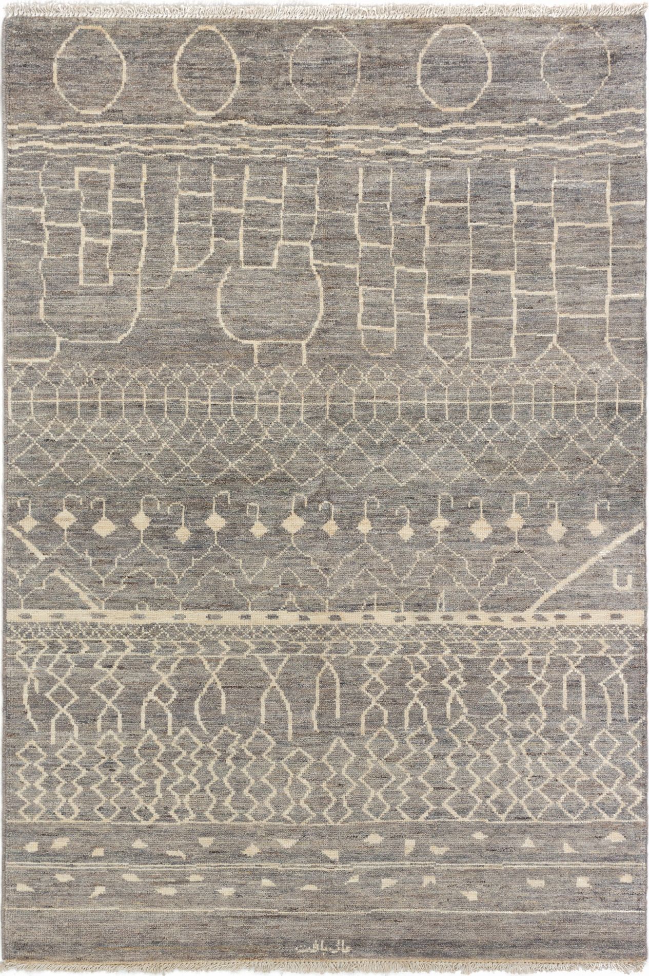 Hand-knotted Shalimar Grey Wool Rug 6'0" x 8'9" Size: 6'0" x 8'9"  