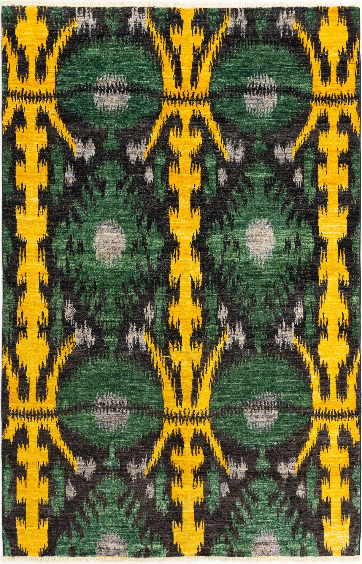 Hand-knotted Shalimar Green Wool Rug 9'0" x 5'11" Size: 9'0" x 5'11"  