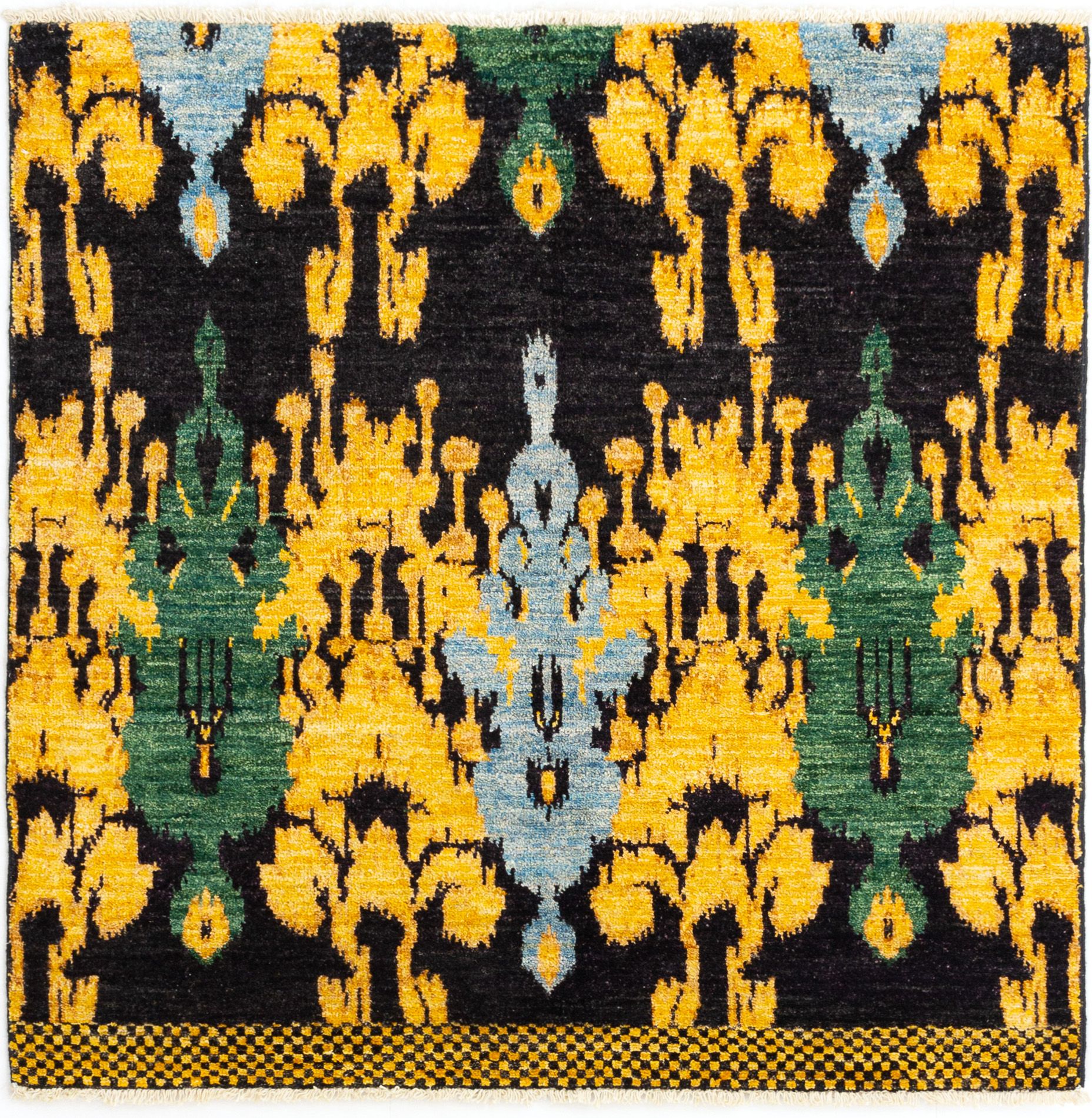 Hand-knotted Shalimar Black, Gold Wool Rug 4'10" x 5'0" Size: 4'10" x 5'0"  