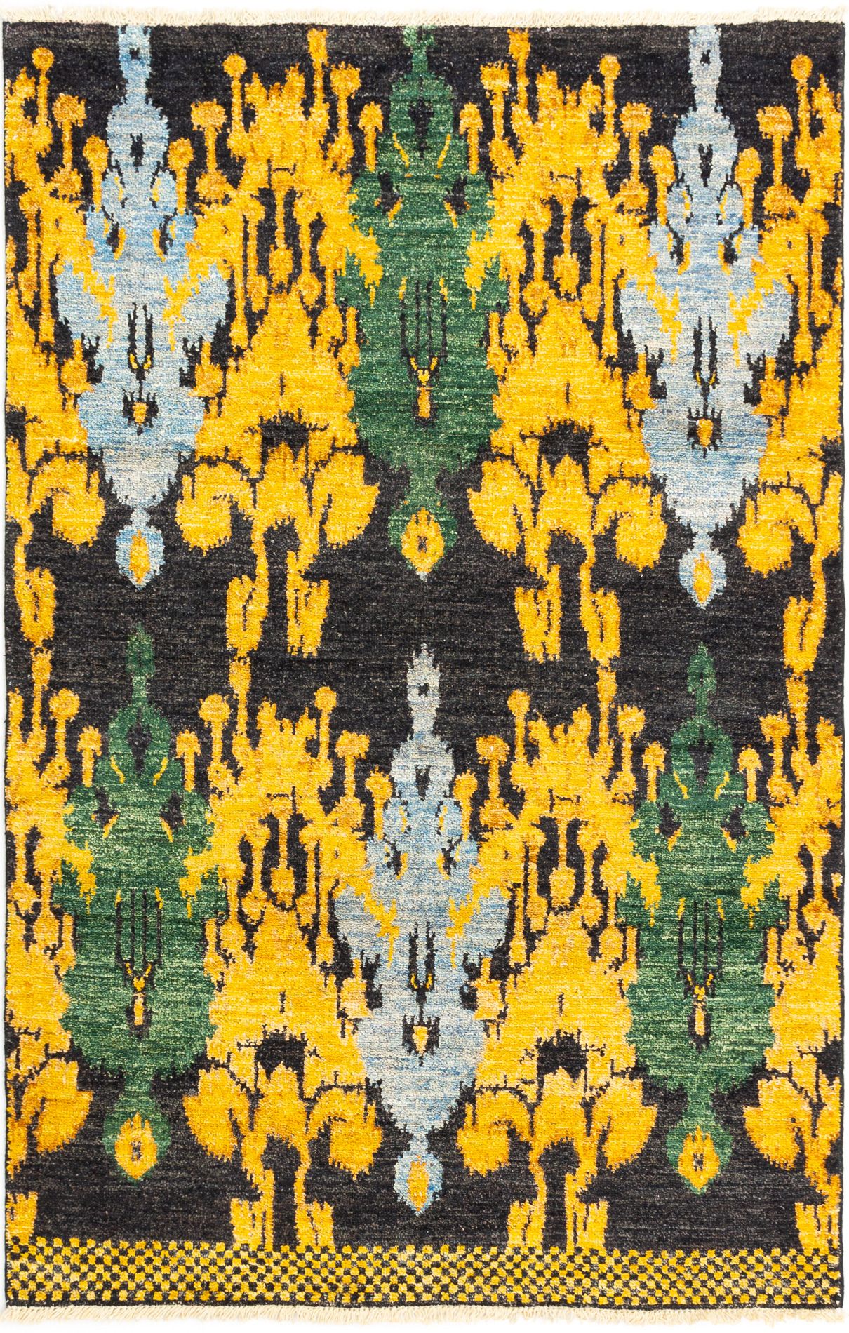 Hand-knotted Shalimar Black, Gold Wool Rug 4'6" x 7'0" Size: 4'6" x 7'0"  