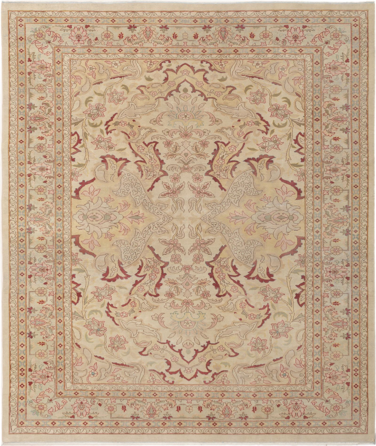 Hand-knotted Keisari Cream Wool Rug 8'9" x 10'4" Size: 8'9" x 10'4"  