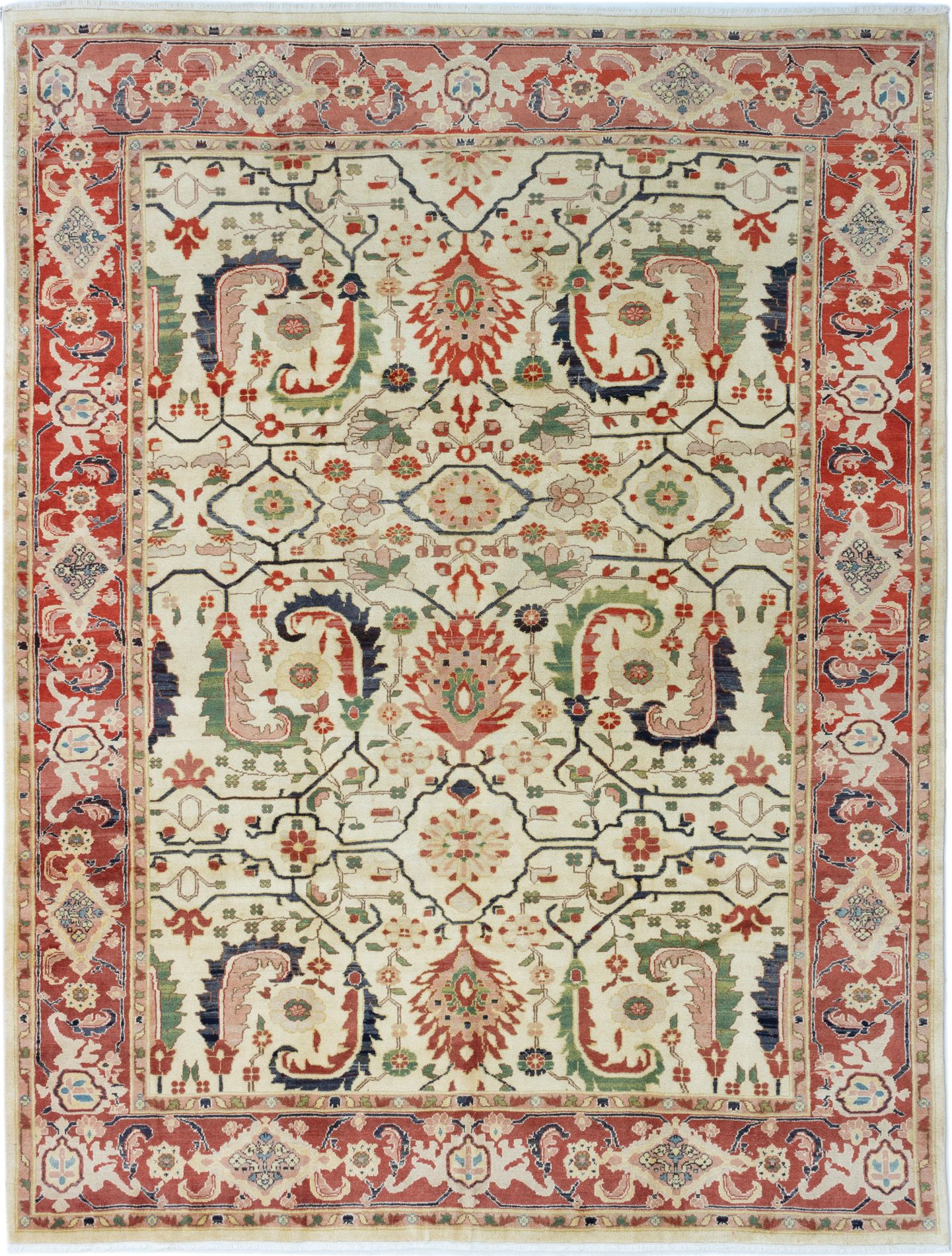 Hand-knotted Keisari Cream Wool Rug 7'10" x 10'2" Size: 7'10" x 10'2"  