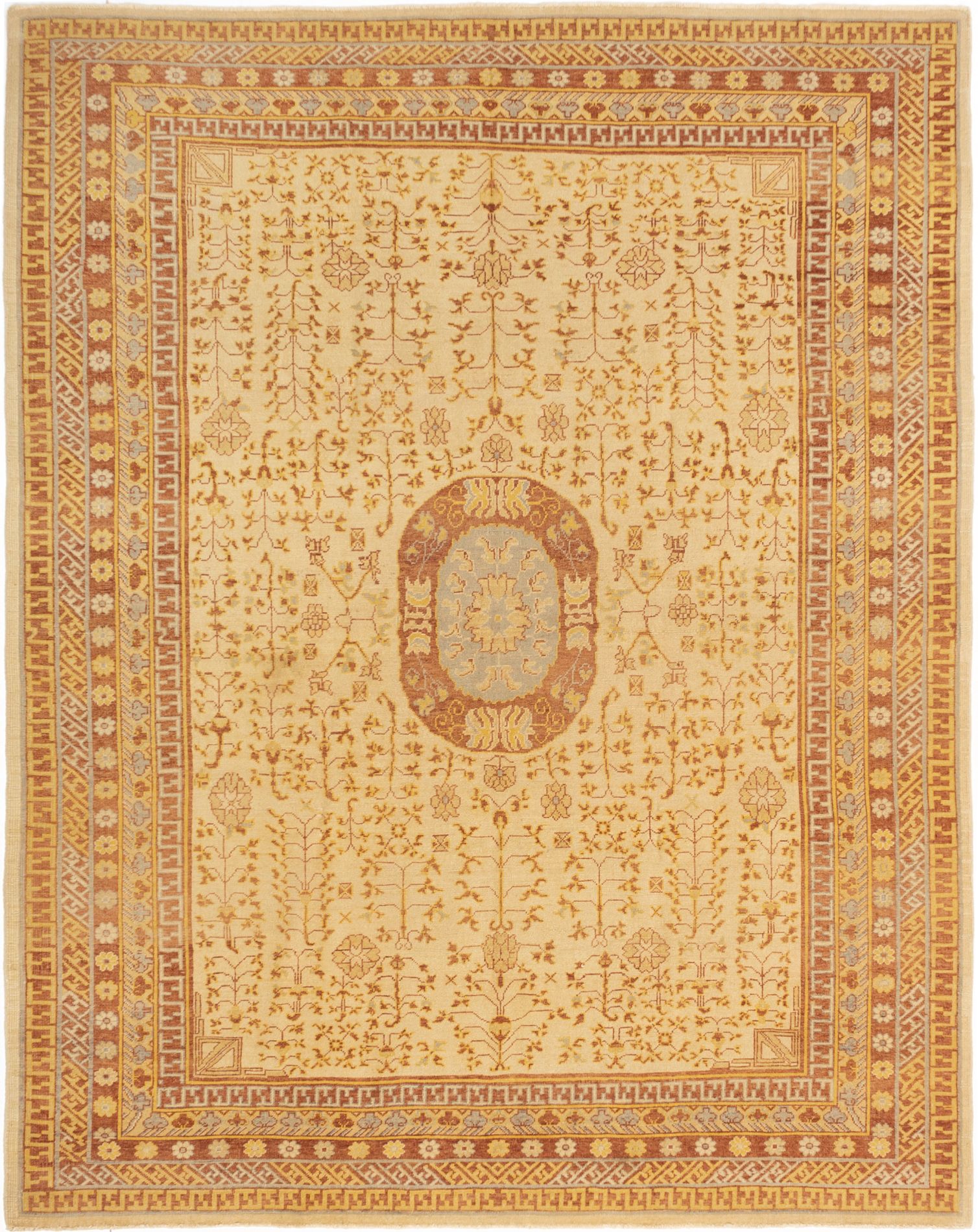 Hand-knotted Anatolian Authentic Ivory Wool Rug 8'2" x 10'3" Size: 8'2" x 10'3"  