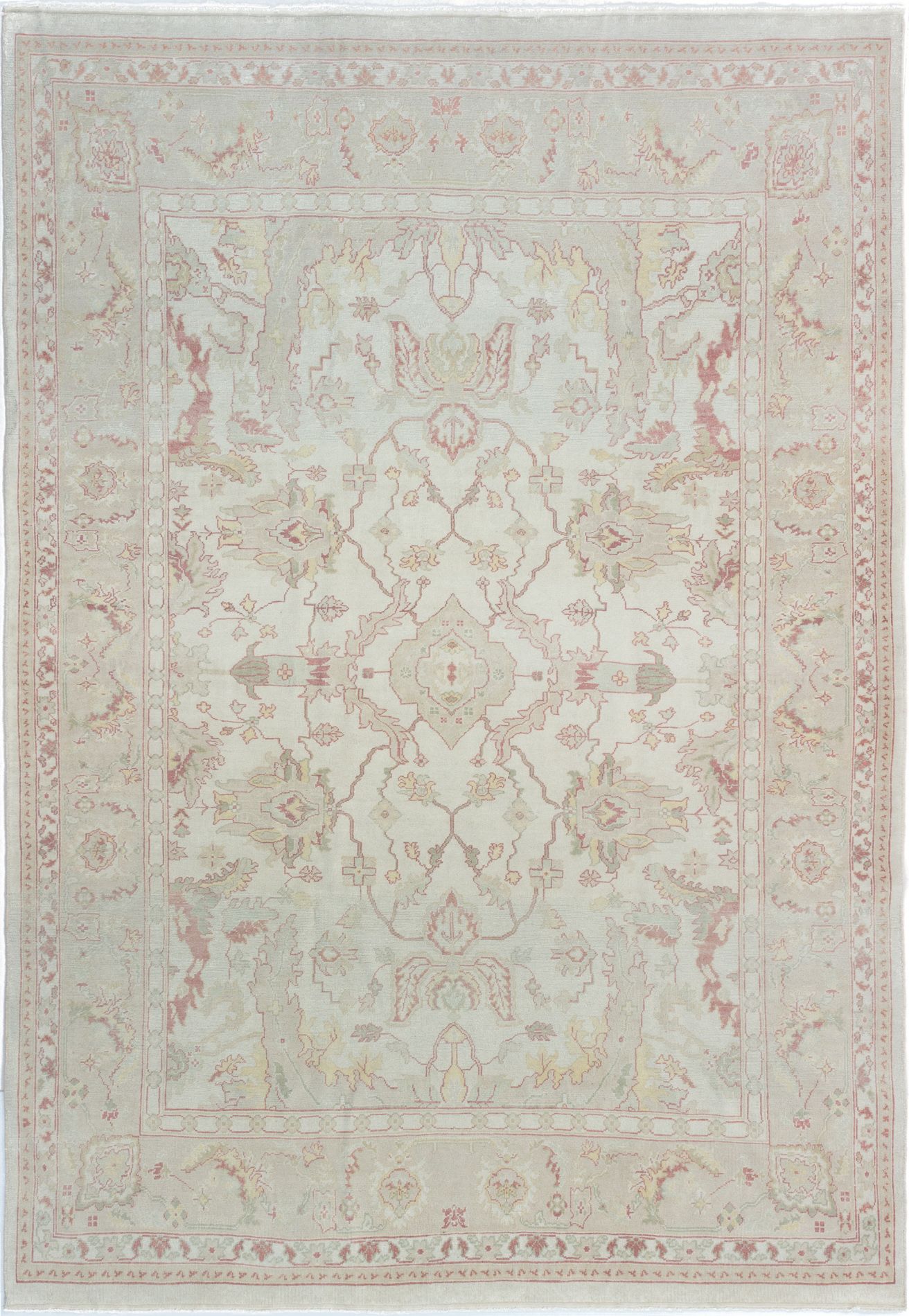 Hand-knotted Anatolian Authentic Cream Wool Rug 7'2" x 10'2" Size: 7'2" x 10'2"  