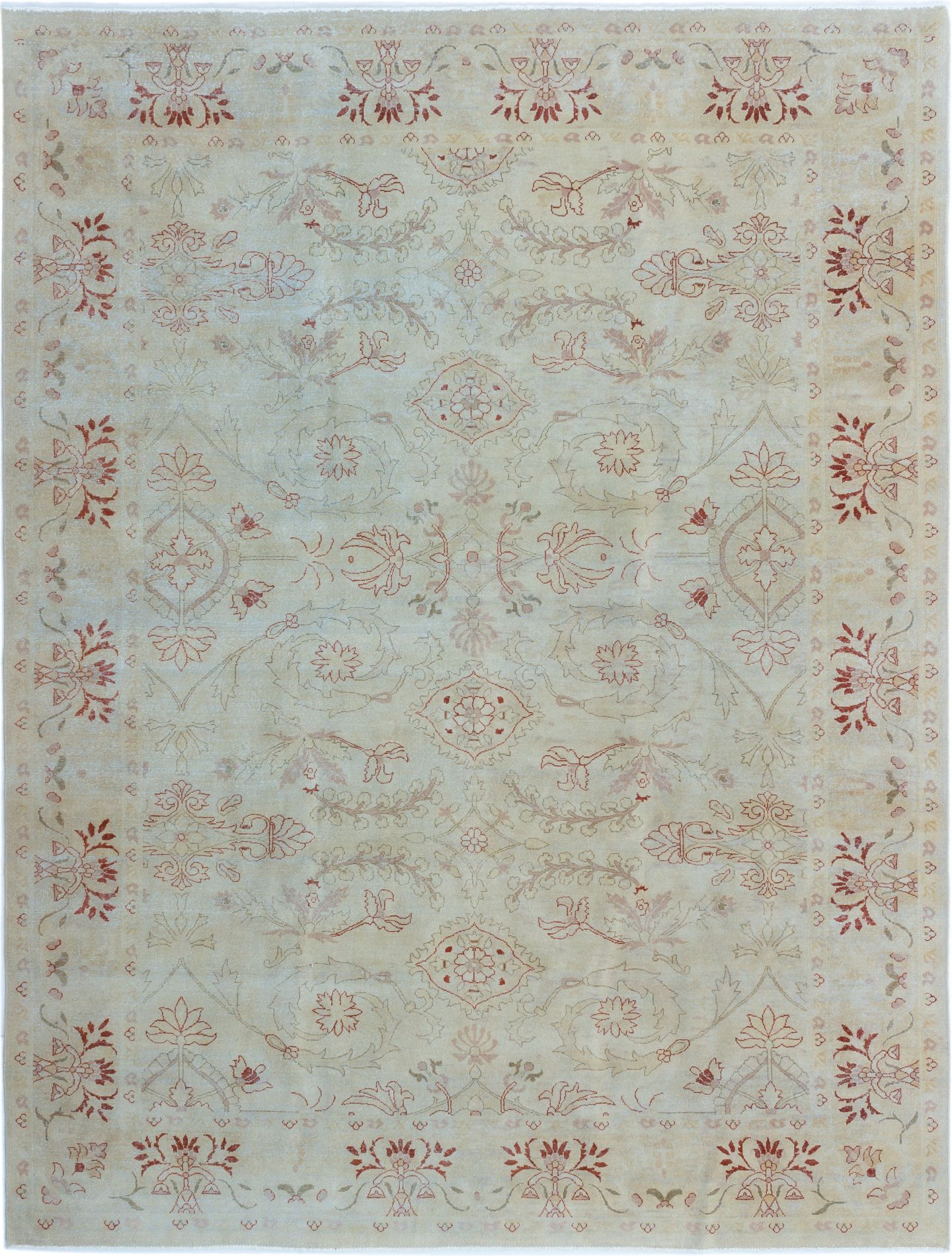 Hand-knotted Keisari Beige Wool Rug 7'9" x 10'5" Size: 7'9" x 10'5"  
