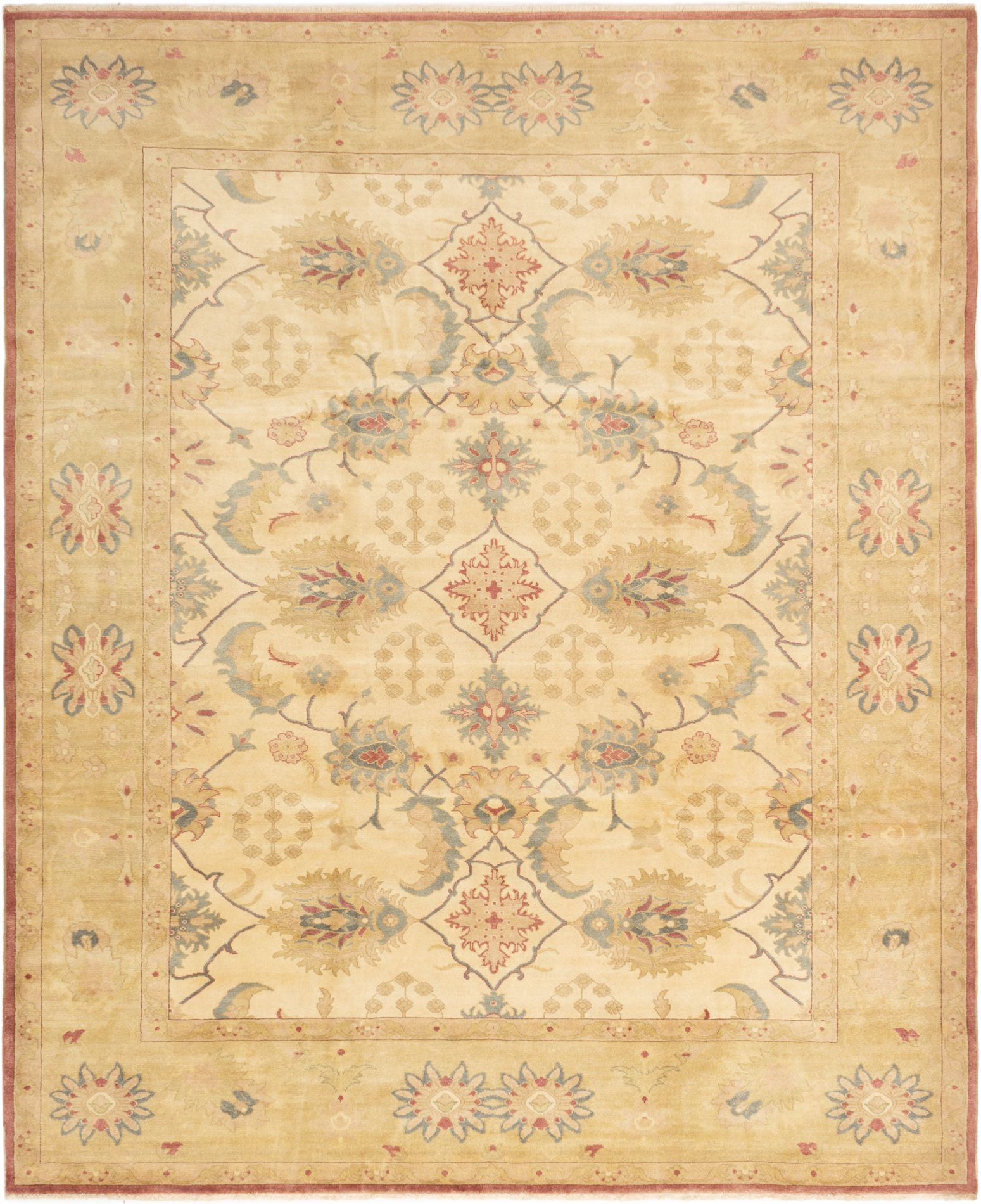 Hand-knotted Keisari Ivory Wool Rug 9'5" x 11'5" Size: 9'5" x 11'5"  