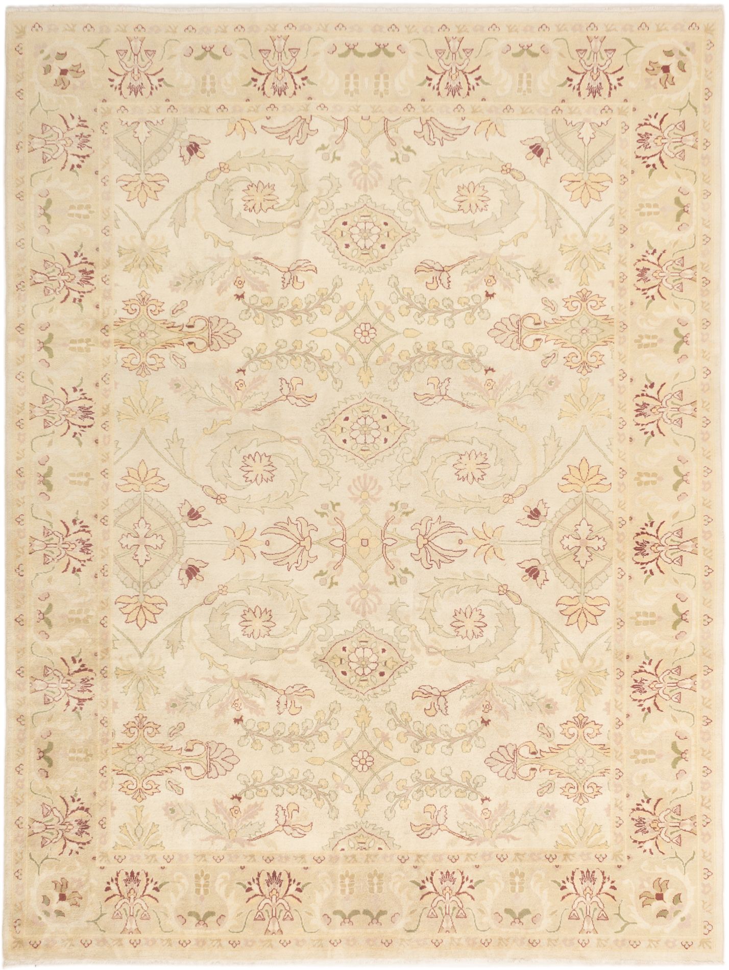 Hand-knotted Authentic Ushak Cream Wool Rug 8'0" x 10'4" Size: 8'0" x 10'4"  