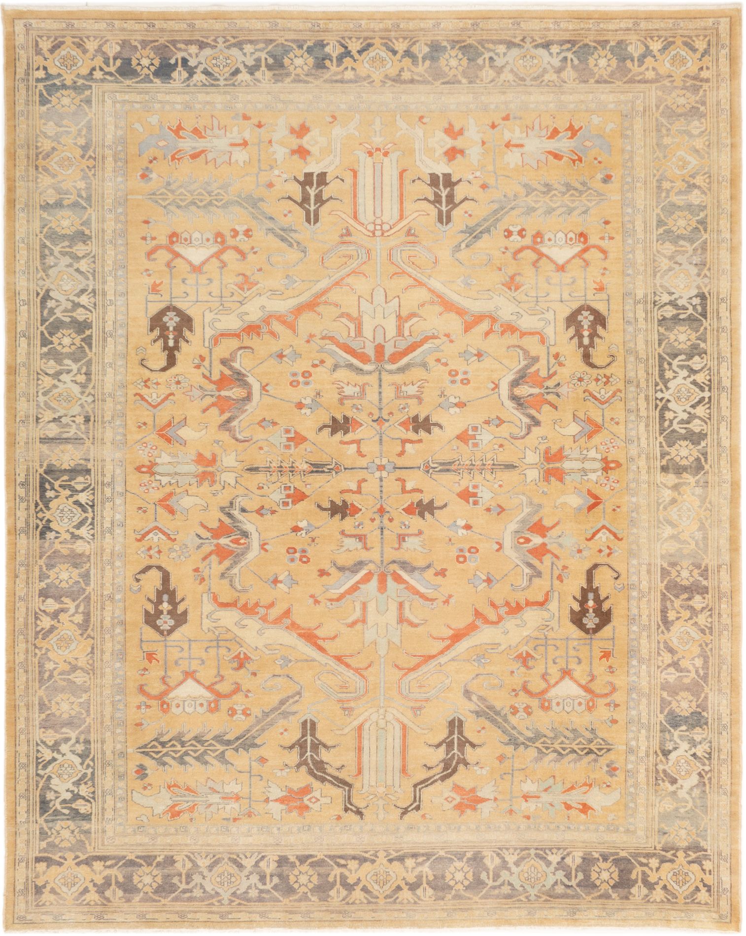 Hand-knotted Anatolian Authentic Light Brown Wool Rug 8'6" x 10'6" Size: 8'6" x 10'6"  