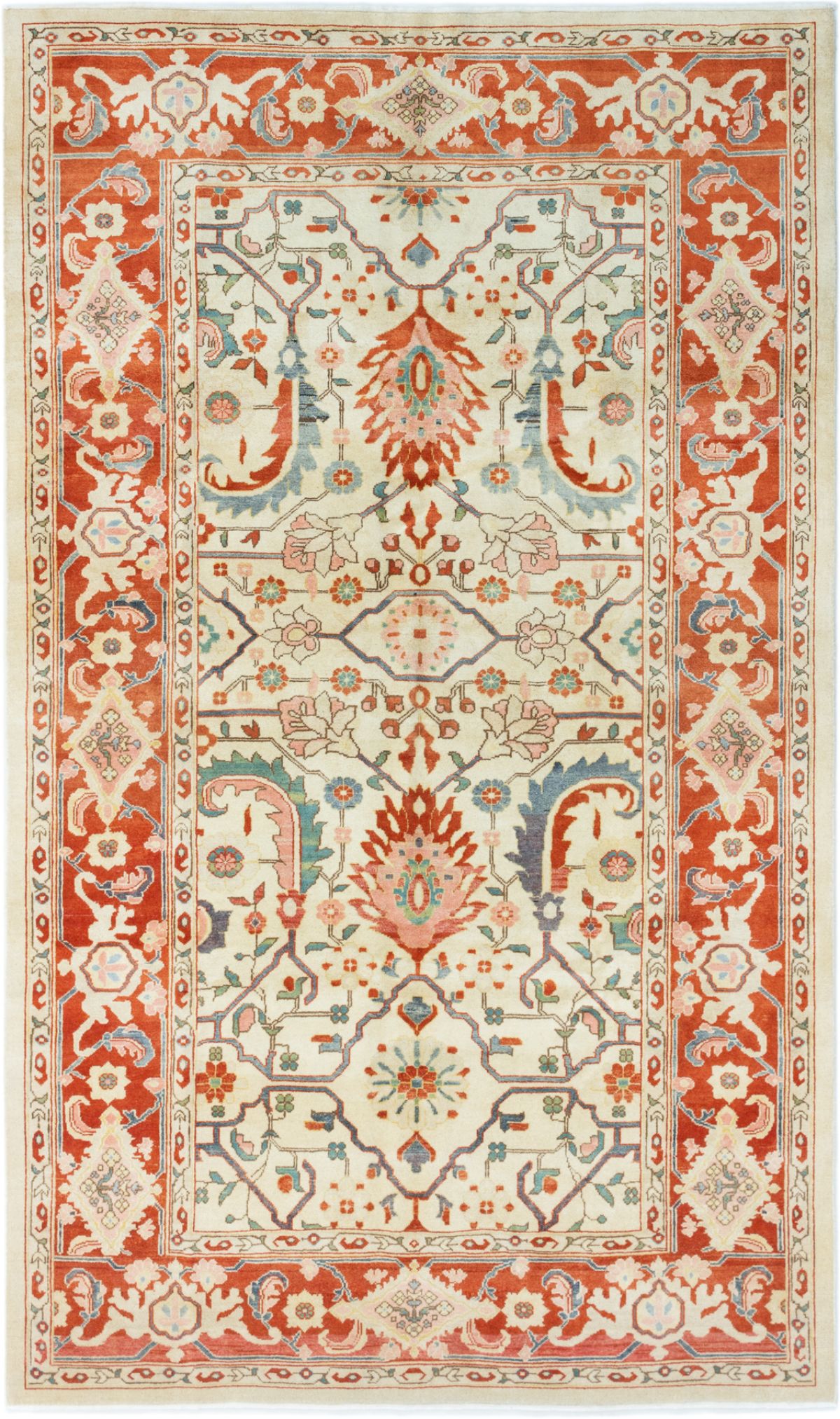 Hand-knotted Keisari Cream Wool Rug 5'8" x 9'5" Size: 5'8" x 9'5"  