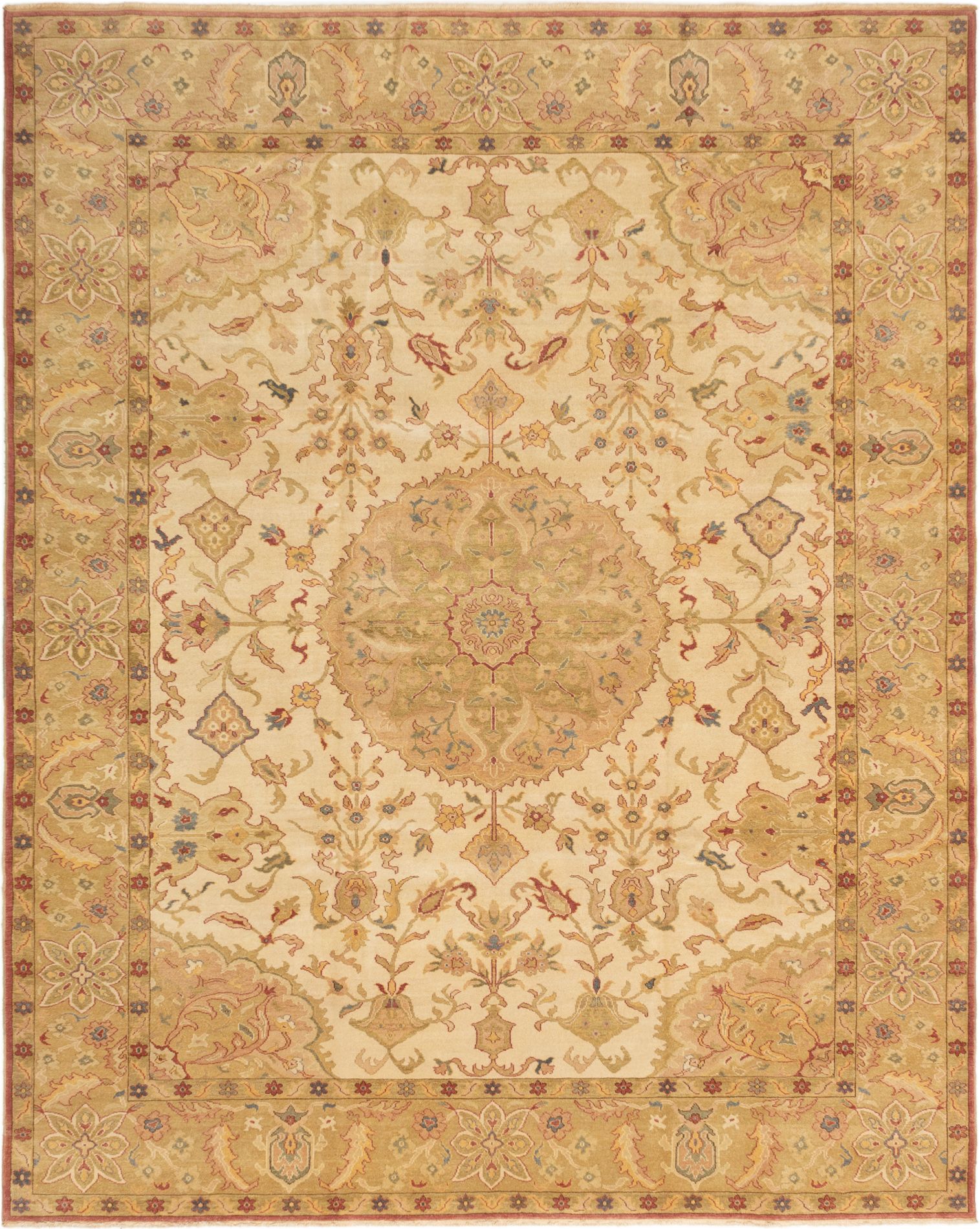 Hand-knotted Keisari Cream Wool Rug 9'4" x 11'7" Size: 9'4" x 11'7"  