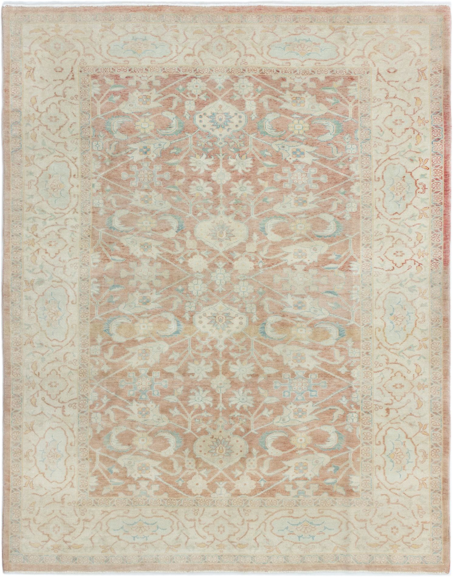 Hand-knotted Authentic Ushak Copper Wool Rug 6'5" x 8'0" Size: 6'5" x 8'0"  