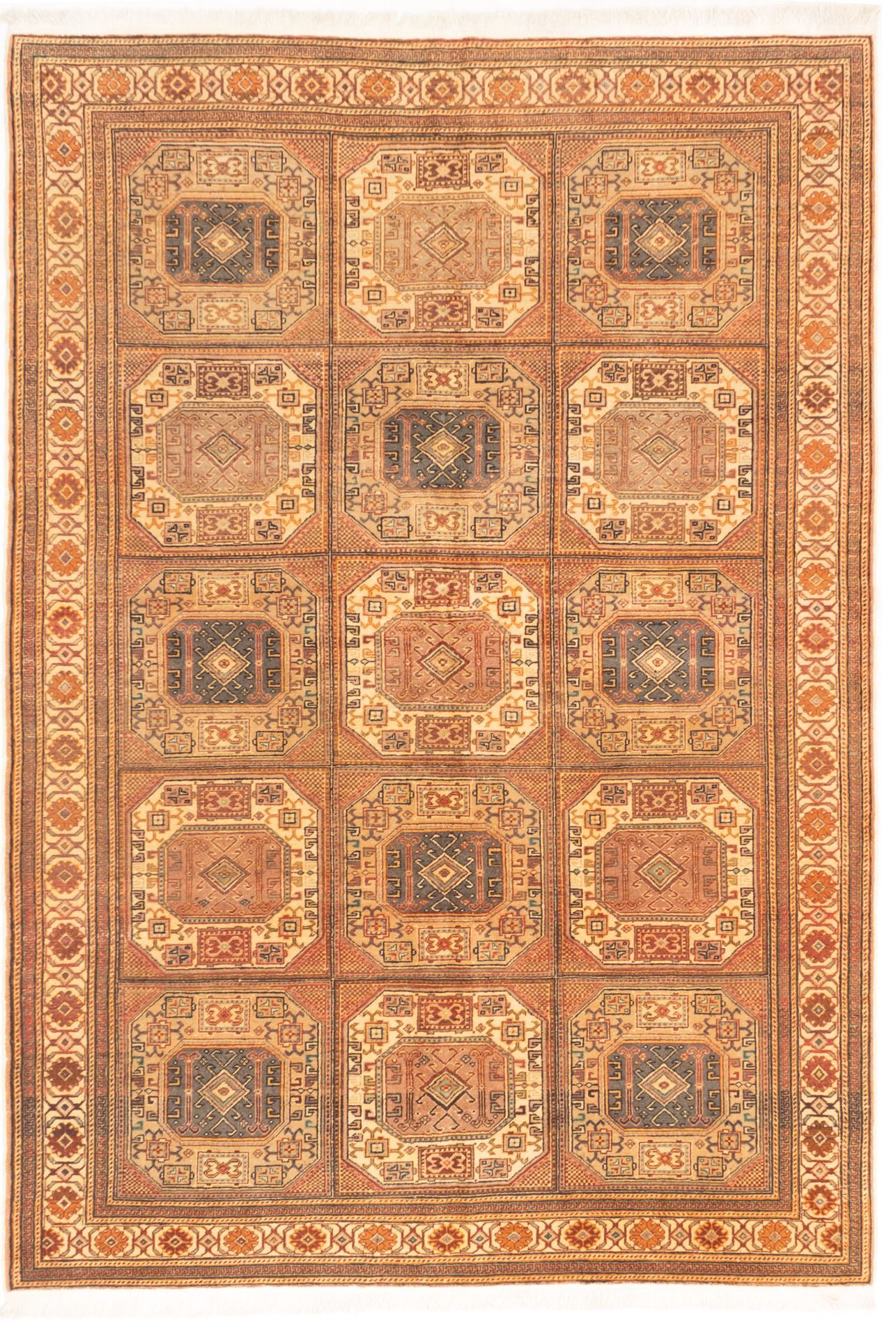 Hand-knotted Keisari Brown Wool Rug 6'7" x 9'7" Size: 6'7" x 9'7"  
