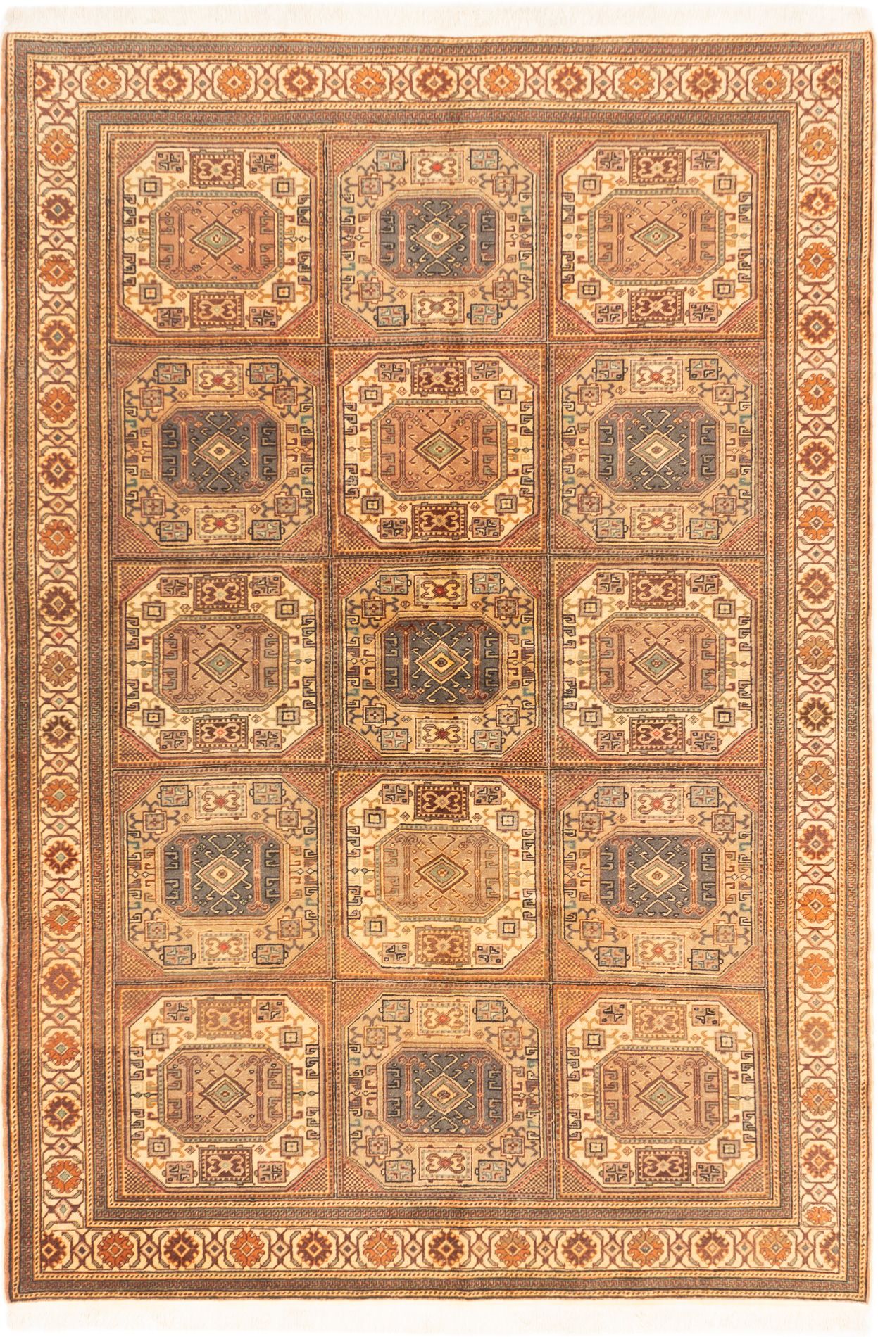 Hand-knotted Keisari Tan Wool Rug 6'7" x 9'8" Size: 6'7" x 9'8"  