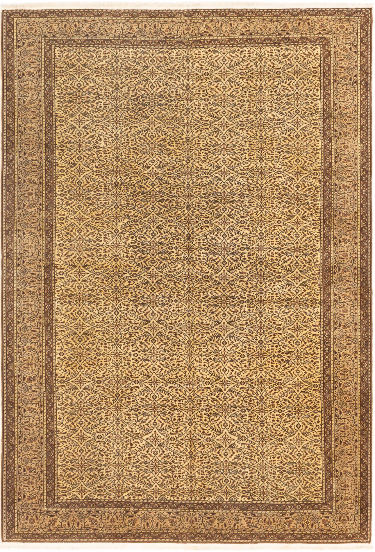 Hand-knotted Keisari Cream Wool Rug 6'7" x 9'8"  Size: 6'7" x 9'8"  