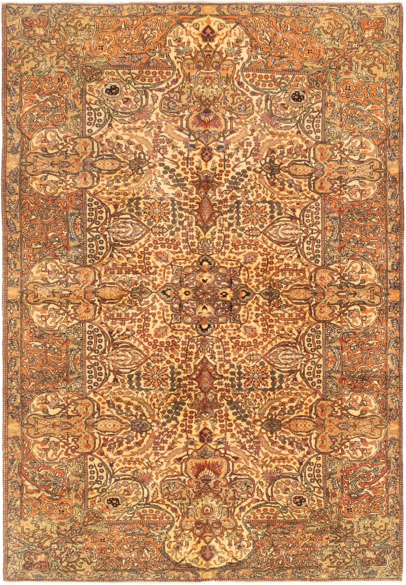 Hand-knotted Anatolian Copper, Cream Wool Rug 6'8" x 9'8" Size: 6'8" x 9'8"  