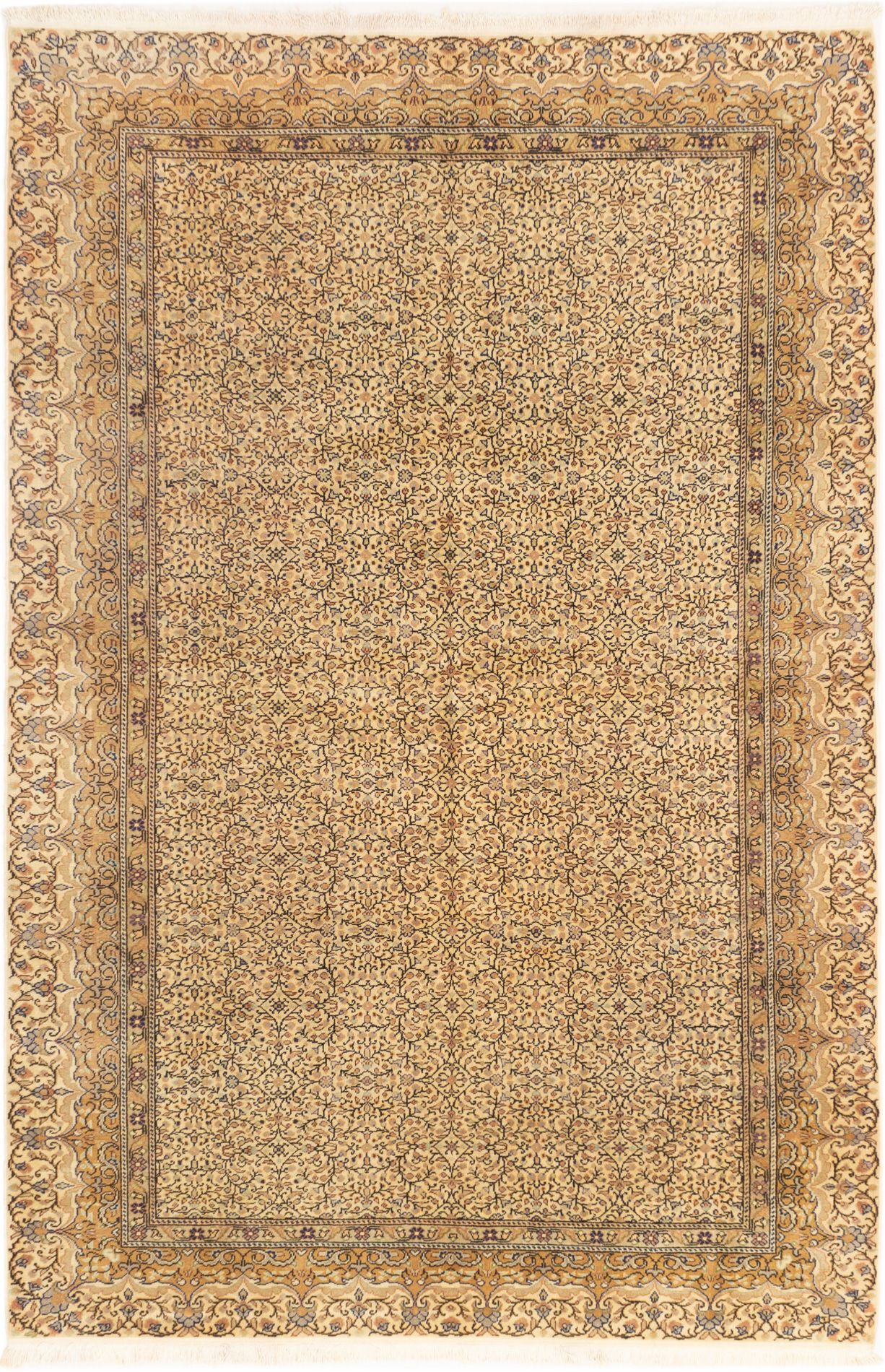 Hand-knotted Keisari Cream Wool Rug 6'6" x 9'8" Size: 6'6" x 9'8"  