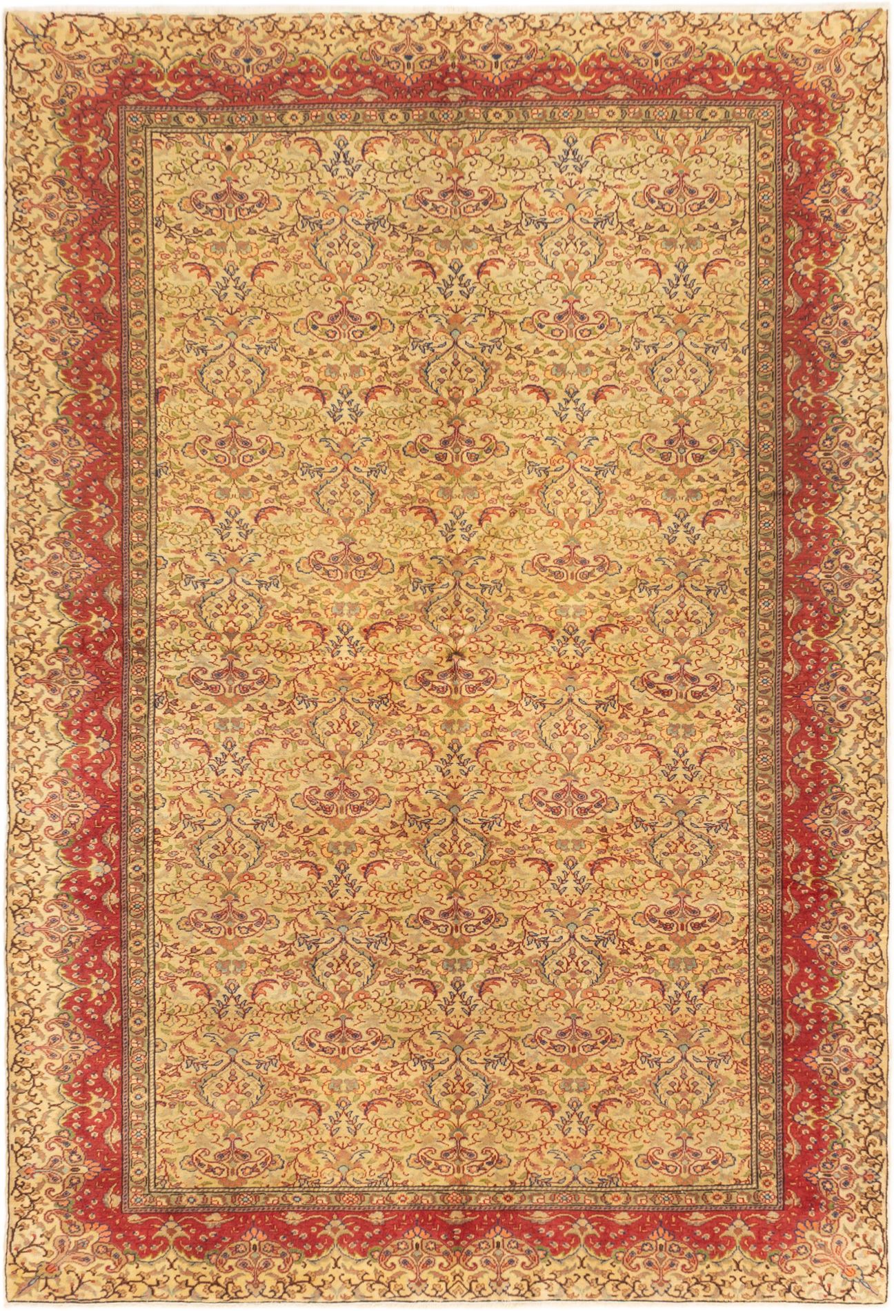Hand-knotted Keisari Cream Wool Rug 6'7" x 9'6" Size: 6'7" x 9'6"  