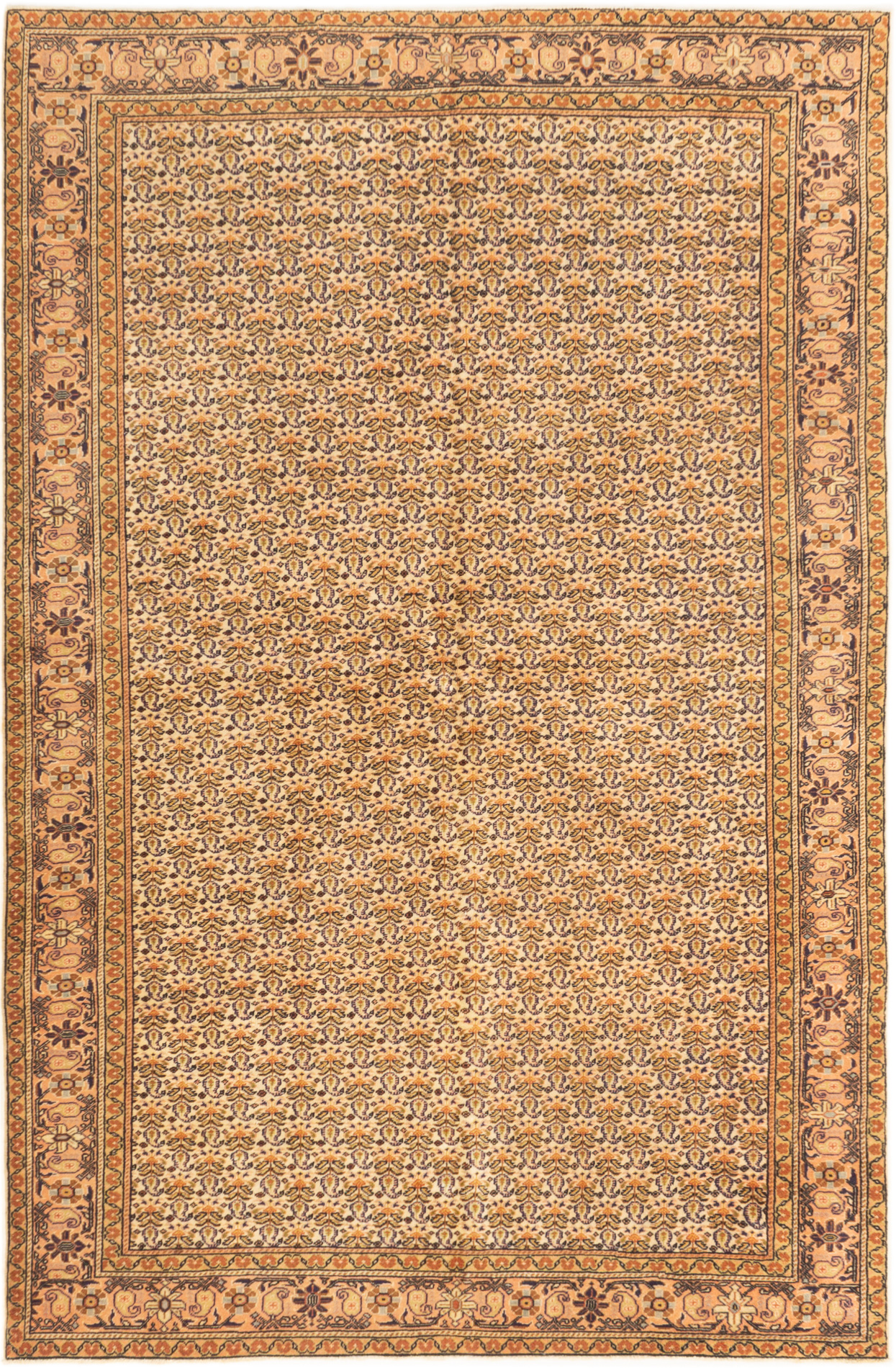 Hand-knotted Keisari Cream Wool Rug 6'5" x 9'5" Size: 6'5" x 9'5"  