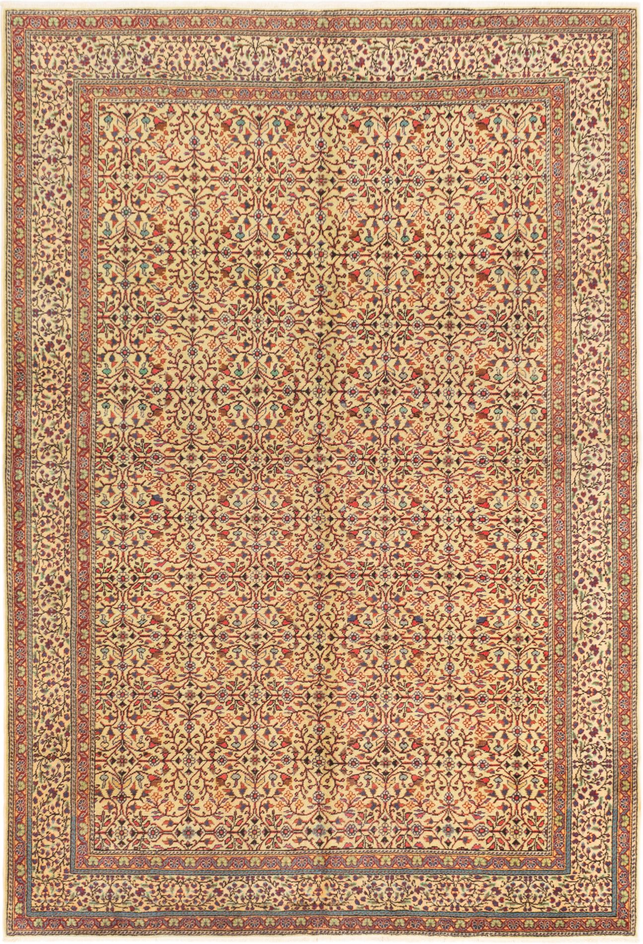 Hand-knotted Keisari Cream Wool Rug 6'7" x 9'6"  Size: 6'7" x 9'6"  