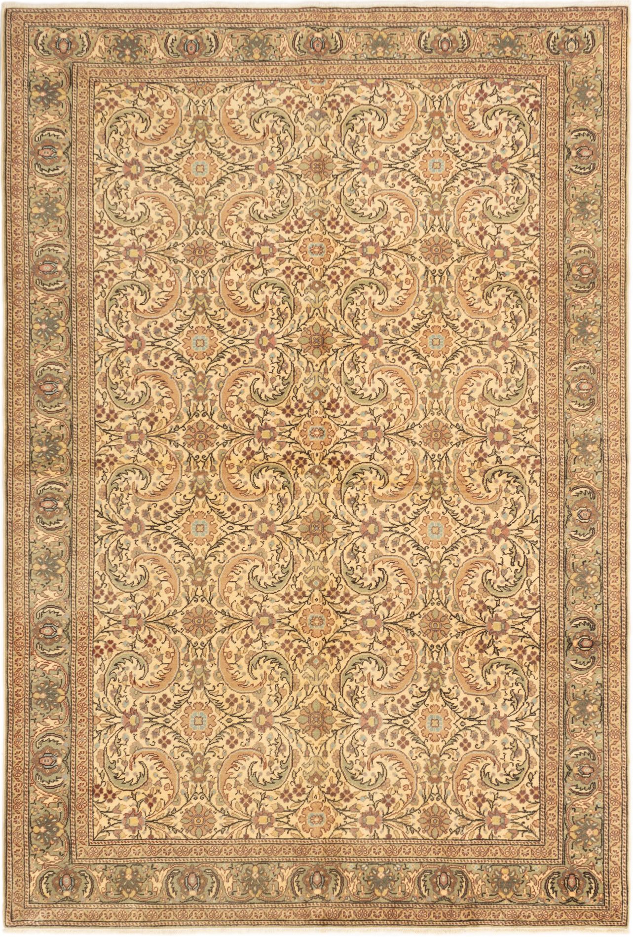 Hand-knotted Keisari Ivory Wool Rug 6'8" x 9'10" Size: 6'8" x 9'10"  