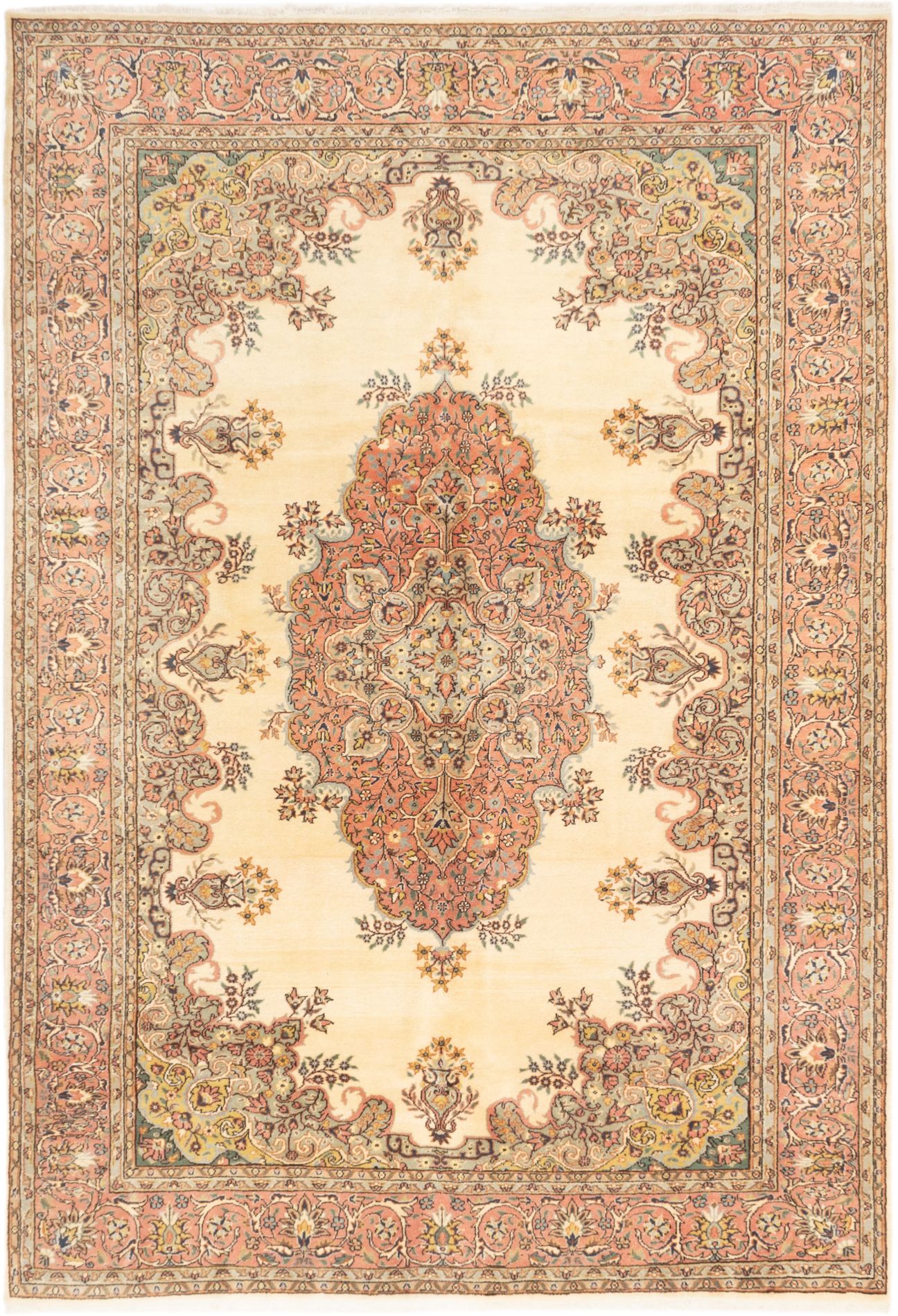 Hand-knotted Keisari Vintage Cream Wool Rug 7'1" x 9'11" Size: 7'1" x 9'11"  