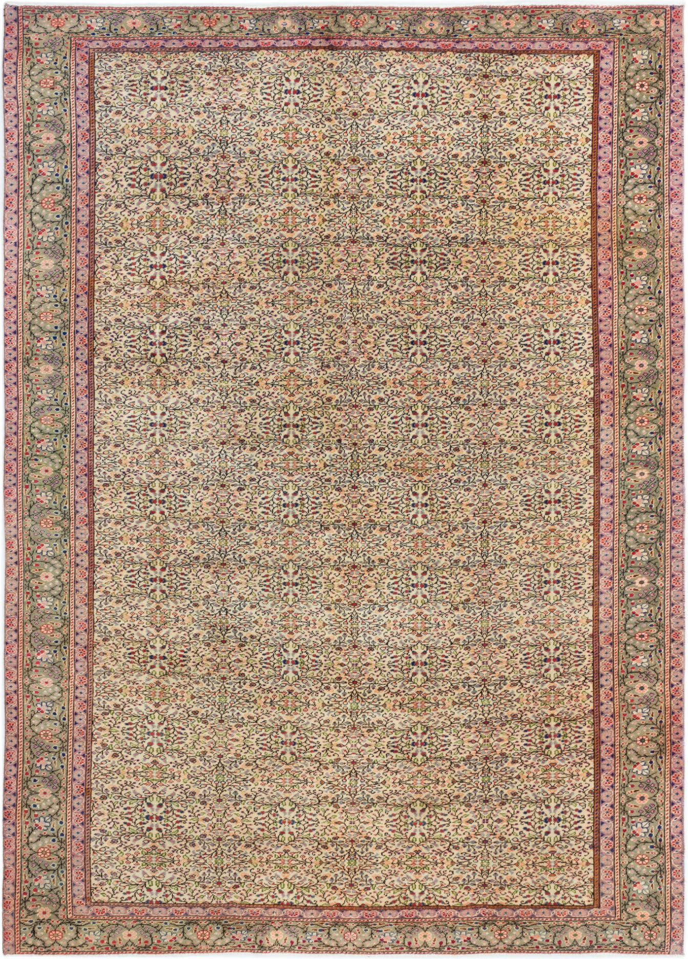 Hand-knotted Keisari Vintage Cream Wool Rug 6'4" x 9'0" Size: 6'4" x 9'0"  