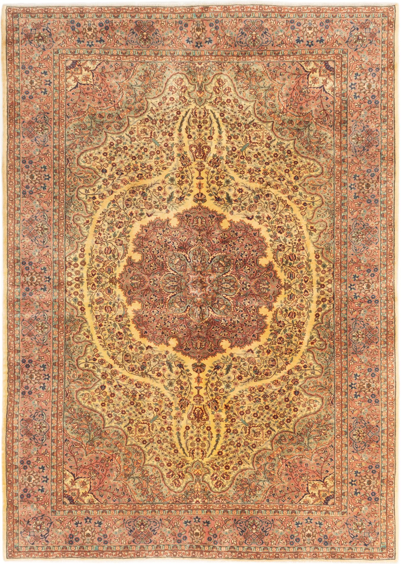 Hand-knotted Anatolian Vintage Cream Wool Rug 6'10" x 9'5" Size: 6'10" x 9'5"  
